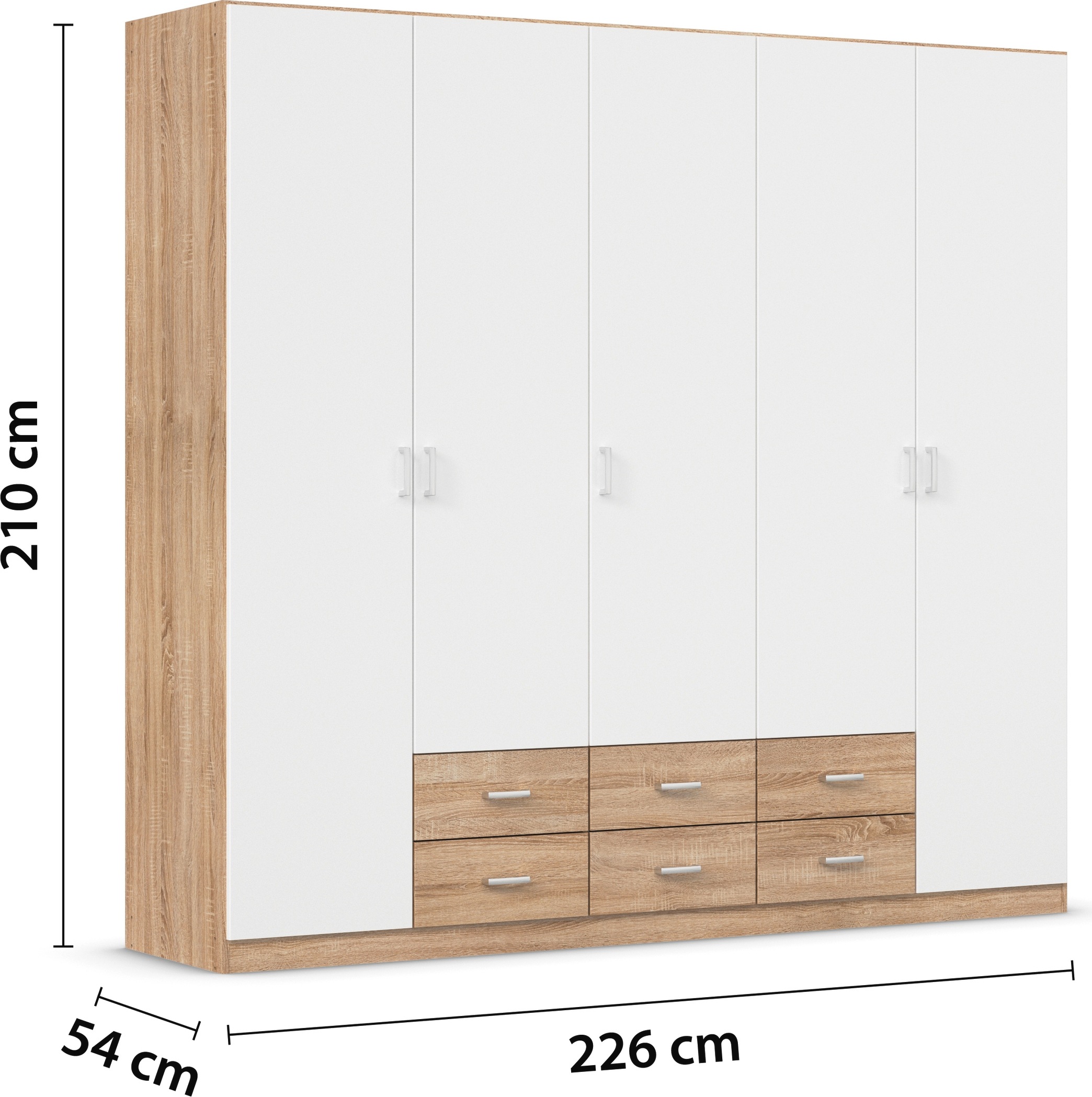 rauch Drehtürenschrank »Kleiderschrank Schrank Garderobe Wäscheschrank GAMMA in 3 Breiten«, mit 6 Schubladen, in schlichtem Design TOPSELLER MADE IN GERMANY