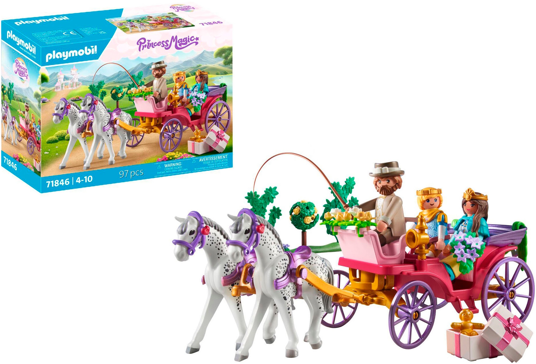 Playmobil® Konstruktions-Spielset »Kutschfahrt mit Prinzessin und Prinz (71846), Playmobil Princess Magic«, (97 St.), Made in Europe