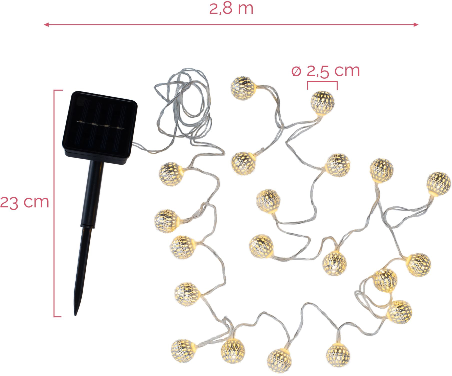Pauleen LED-Lichterkette »Sunshine Glamour«, 20 St.-flammig, Solarbetrieben