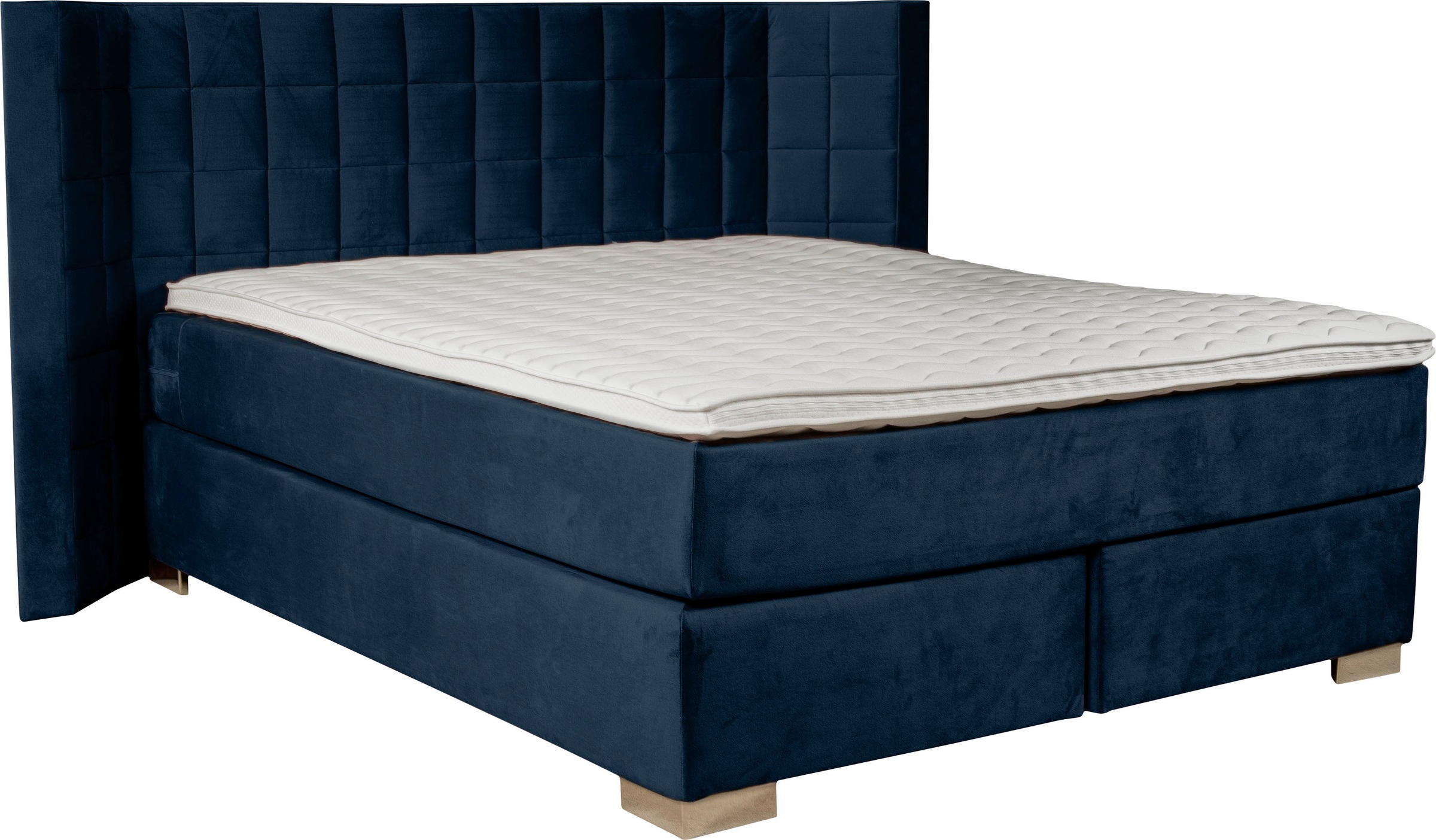 Places of Style Boxspringbett »Piazza«, mit Steppung und Kopfteil mit seitlichen Flügeln