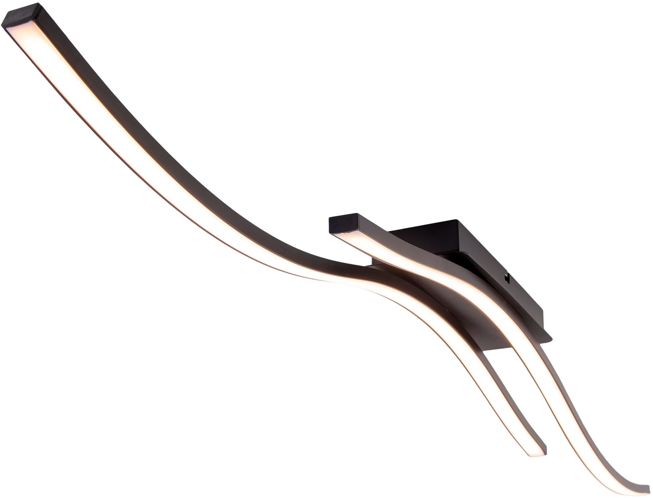 näve LED Deckenleuchte »Onda«, 1 flammig, Leuchtmittel LED-Modul | LED fest integriert, Deckenlampe, Wandleuchte warmweiß, L: 96cm, 24W, schwarz-matt, IP20