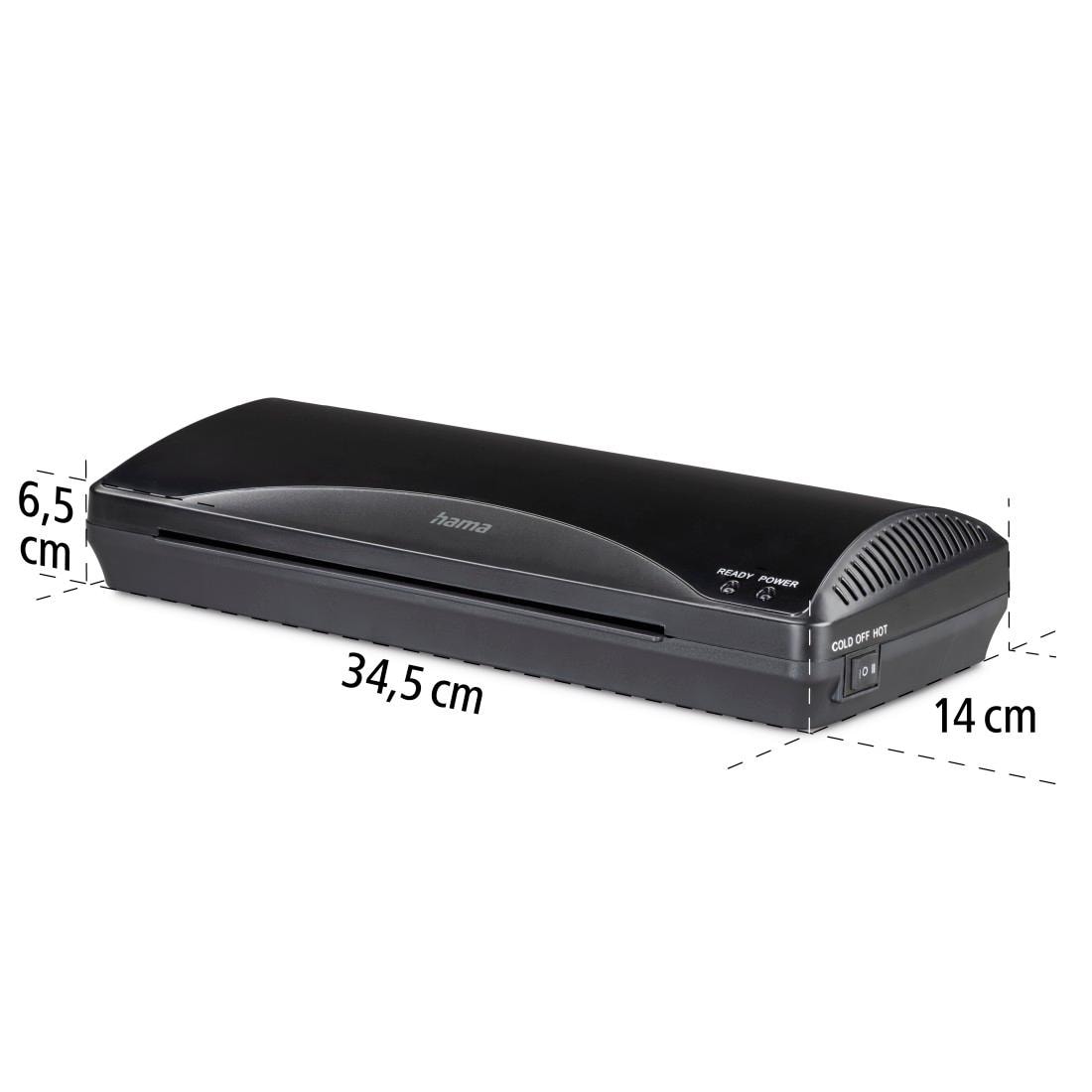 Hama Laminiergerät »Laminator für DIN A4, Heiß- und Kaltlaminierung, 2 Rollen, schwarz«, Mit Laminierfolien, Tischgerät, Verwendung im Office und Privat
