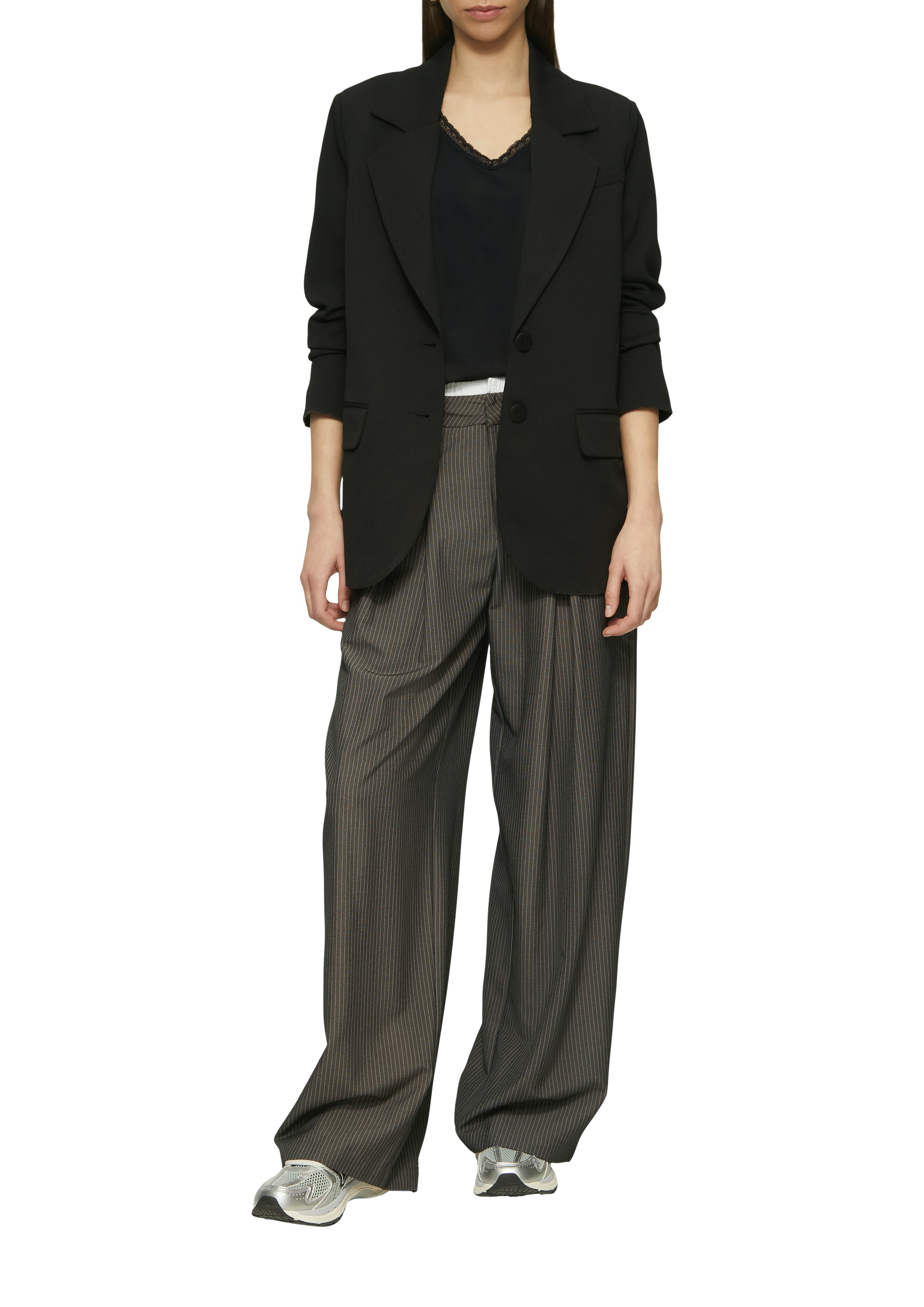 QS T-Shirt mit Spitze am Ausschnitt