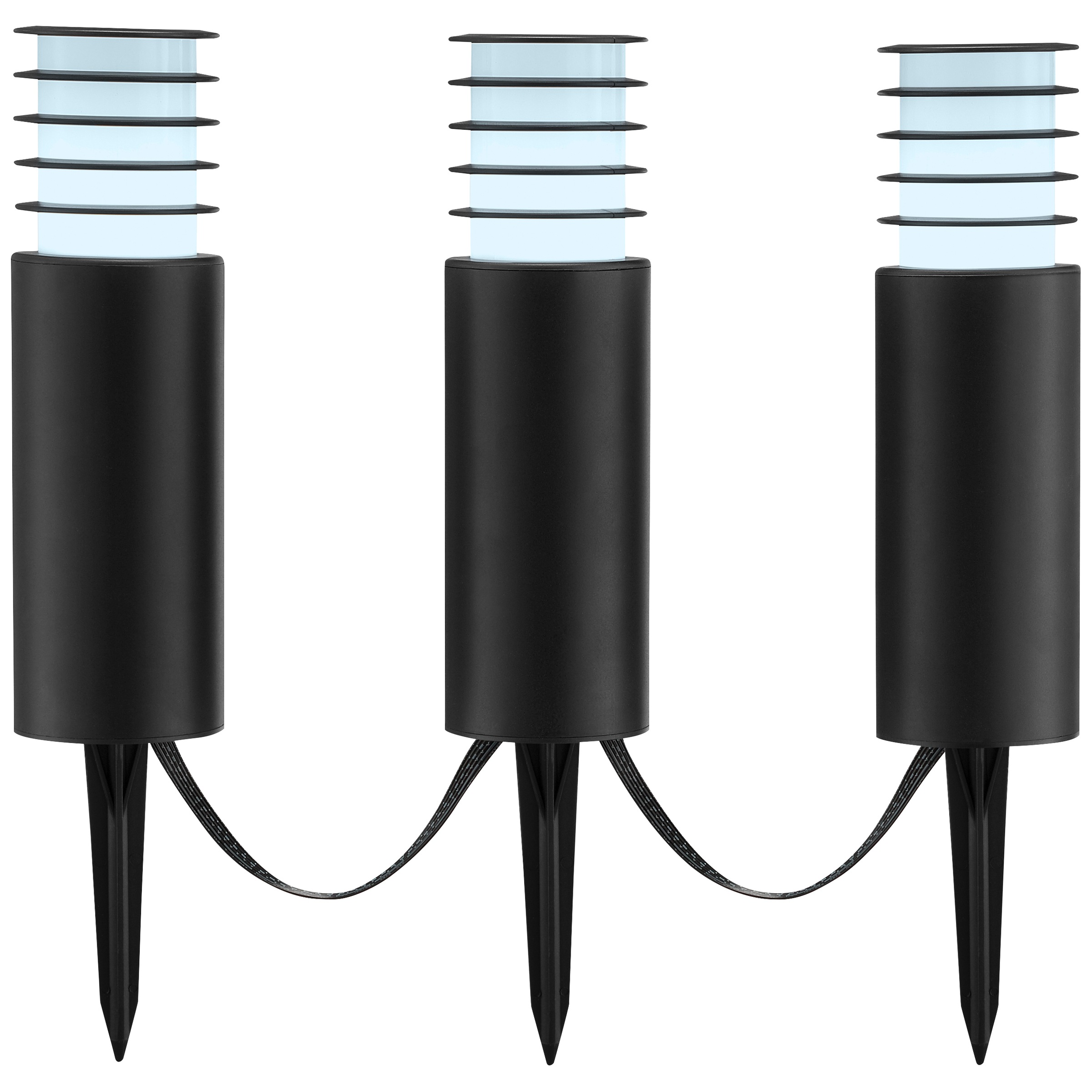 Brilliant LED Gartenleuchte »Carosu« LED-Modul 3 Stk. warmweiß - kaltweiß LED Gartenspieß 3er Set, dimmbar, RGB, CCT, IP44, App steuerbar