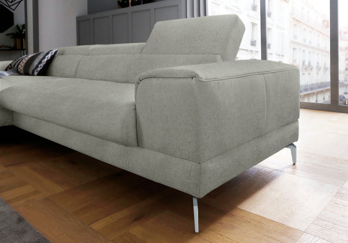 W.SCHILLIG Ecksofa »piedroo, Designsofa mit tollem Sitzkomfort, bequem und elegant, L-Form«, Kopfteilverstellung, wahlweise mit Sitztiefenverstellung, Breite 303cm