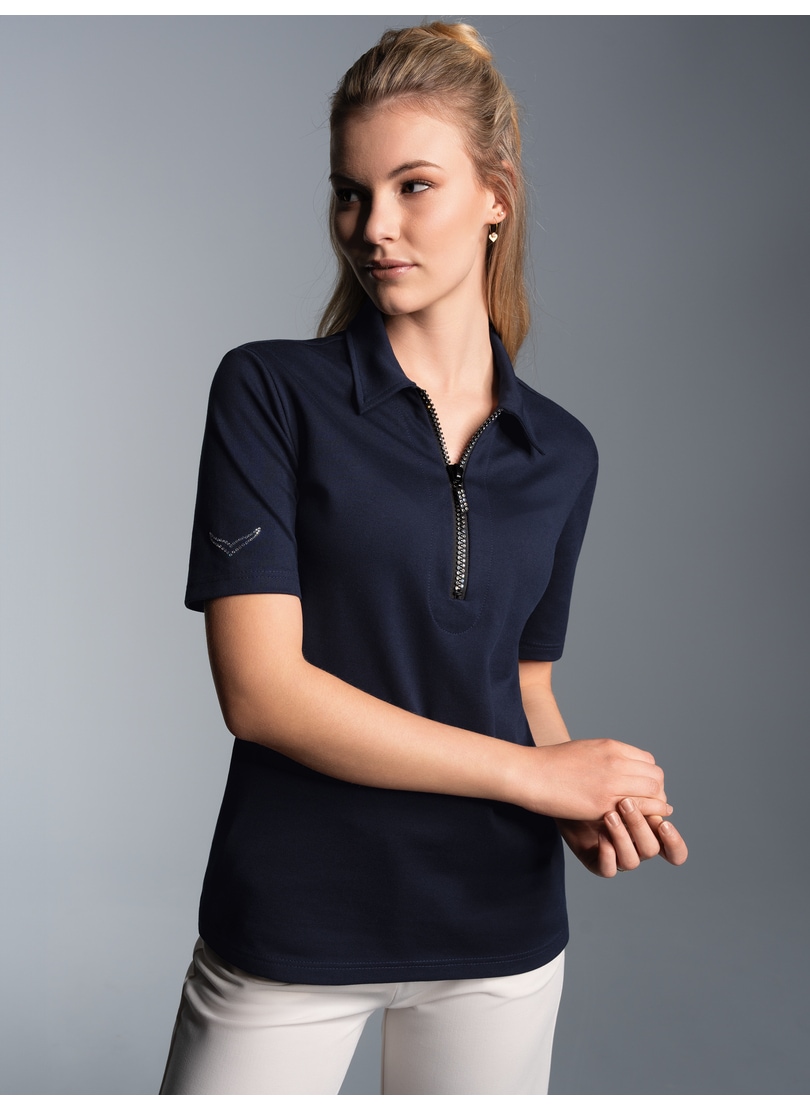 Trigema Poloshirt »TRIGEMA Slim Fit Poloshirt mit Kristallsteinen«, (1 tlg.)