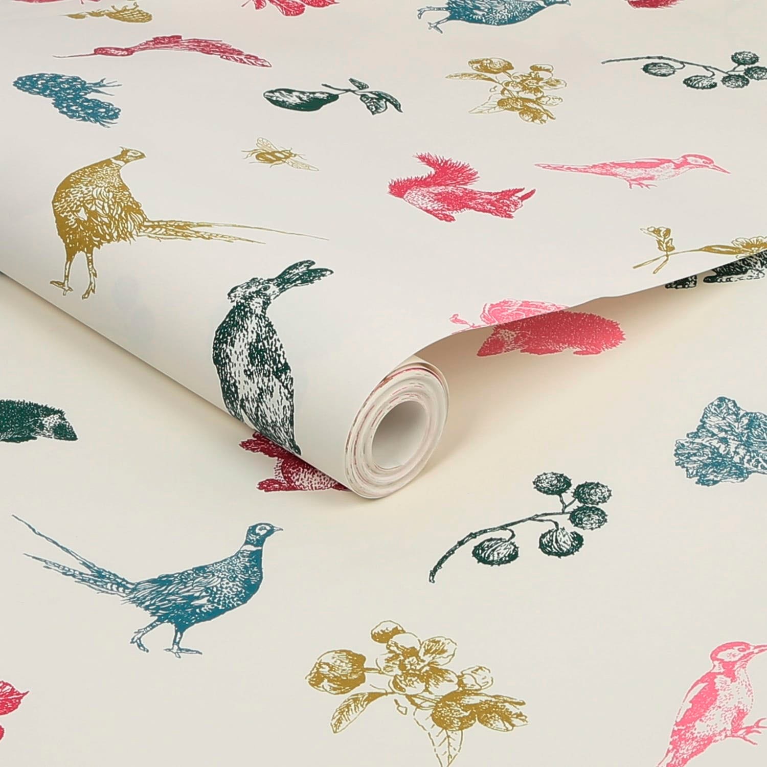 Joules Vliestapete »Etched Woodland Crème Multi« animal print glatt animal print