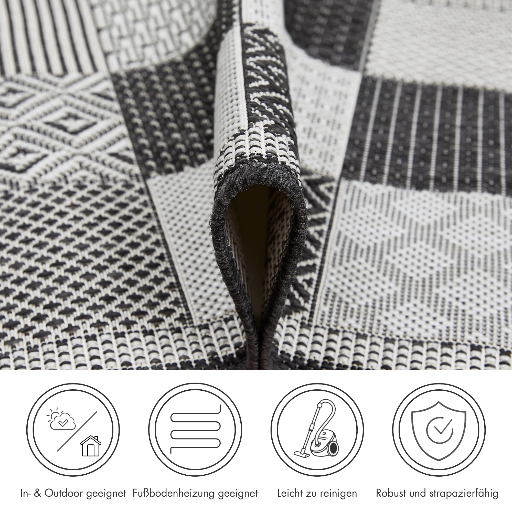 Andiamo Läufer »ARIZONA 2«, rechteckig, 5 mm Höhe, Flachgewebe, Patchwork Design, In- und Outdoor geeignet