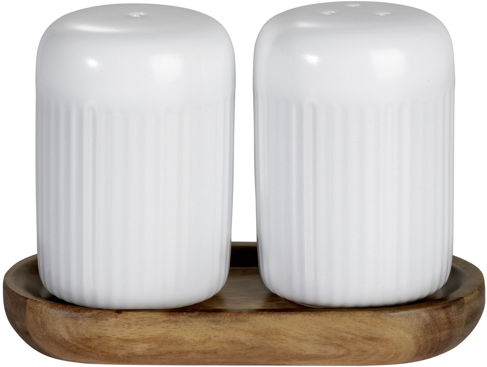 SCHÖNER WOHNEN-Kollektion Salz- / Pfefferstreuer »REFIA« Gewürzstreuer aus Keramik, Tablett aus Akazienholz