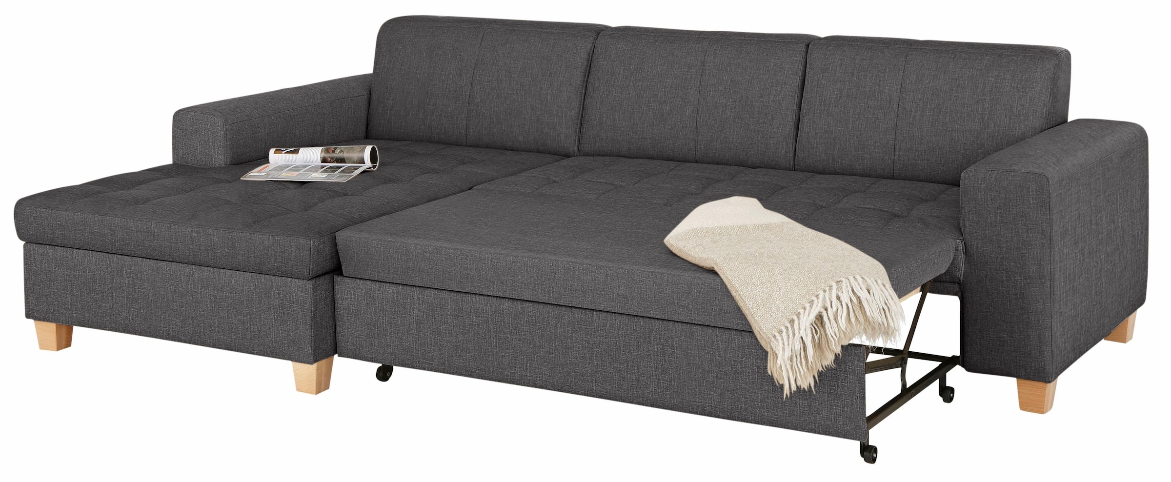 Home affaire Ecksofa »Corby L-Form«, wahlweise mit Bettfunktion, Steppung auf Sitzfläche