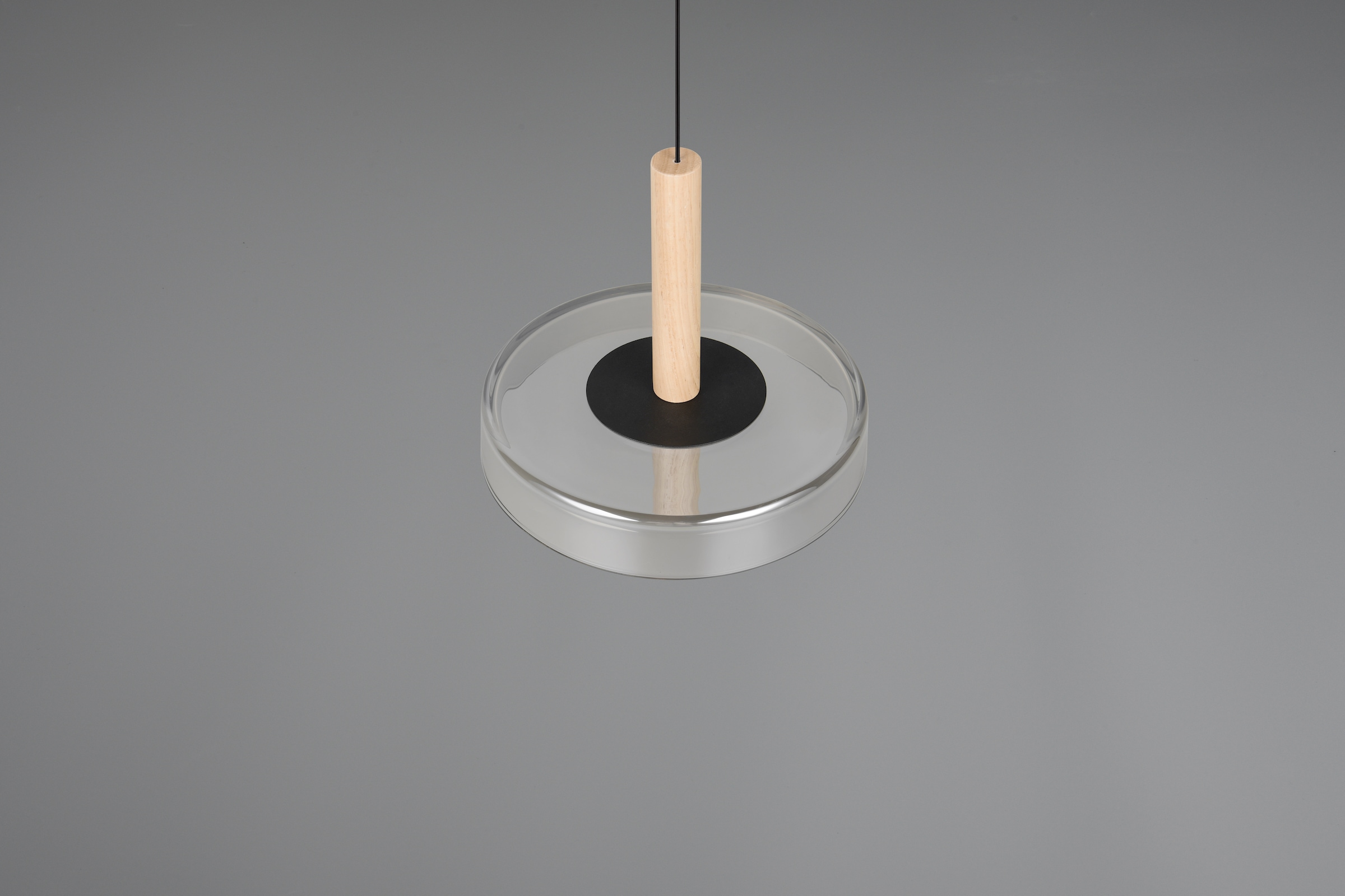 TRIO Leuchten LED Pendelleuchte »CELESTE dimmbare LED Hängelampe aus Metall Glas & Holz, 10W 1100 Lumen«, 1 flammig, Leuchtmittel LED-Board | LED fest integriert, einfach höhenverstellbar von 50-200 cm, Ø 22cm, 3-Stufen Dimmfunktion