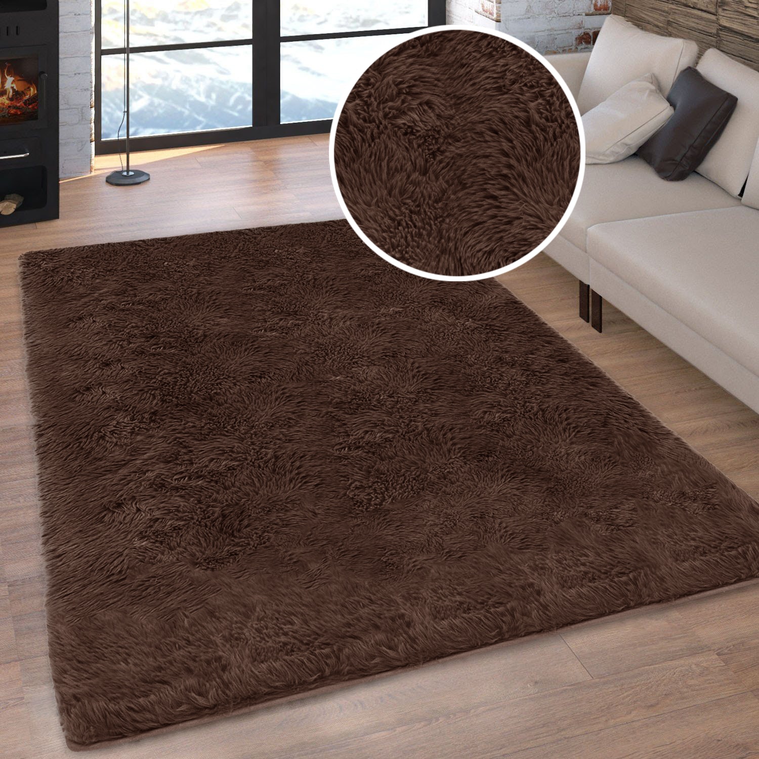 OTTO home Hochflor-Teppich »Silky, besonders weich und kuschelig, sehr dichte Qualität« rechteckig 33 mm Höhe rutschhemmend beschichtet, waschbar, uni, Wohnzimmer, Schlafzimmer