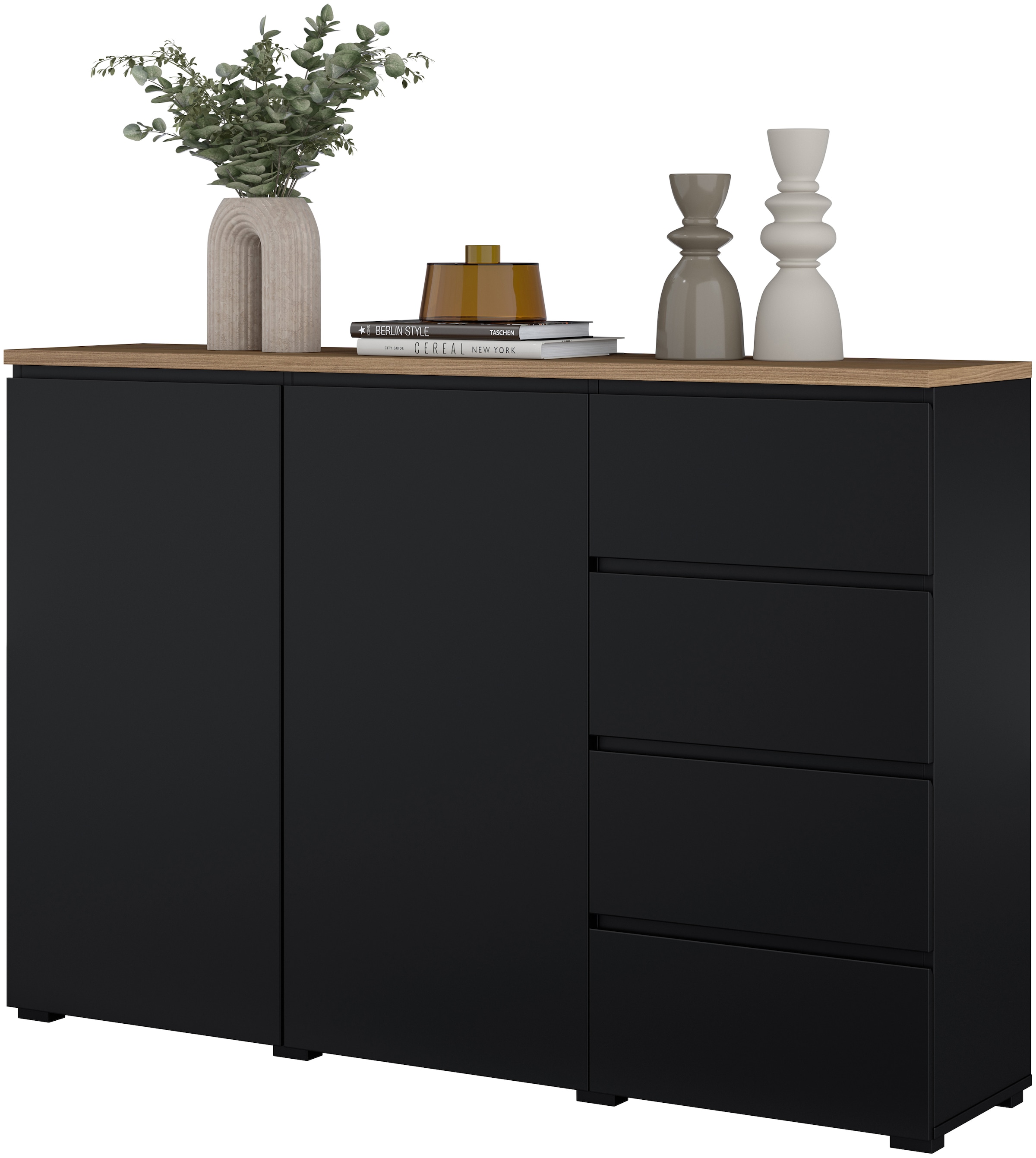 OTTO home Highboard »Modo, Breite 150 cm, moderne grifflose Kommode 2Türen/4 SK« Schubladenkommode mit viel Stauraum, Einlegeböden verstellbar