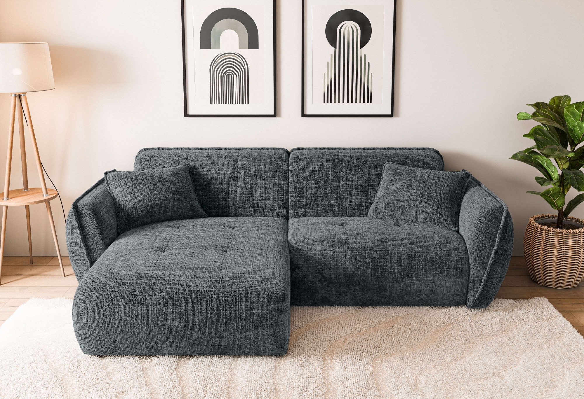 Home affaire Ecksofa »MIRELDA L-Form mit Steppungen, Recamiere rechts/links günstig online kaufen