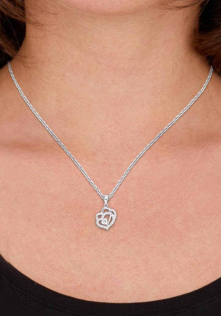 Amor Kette mit Anhänger »Herzen, 2016423«, mit Zirkonia (synth.)