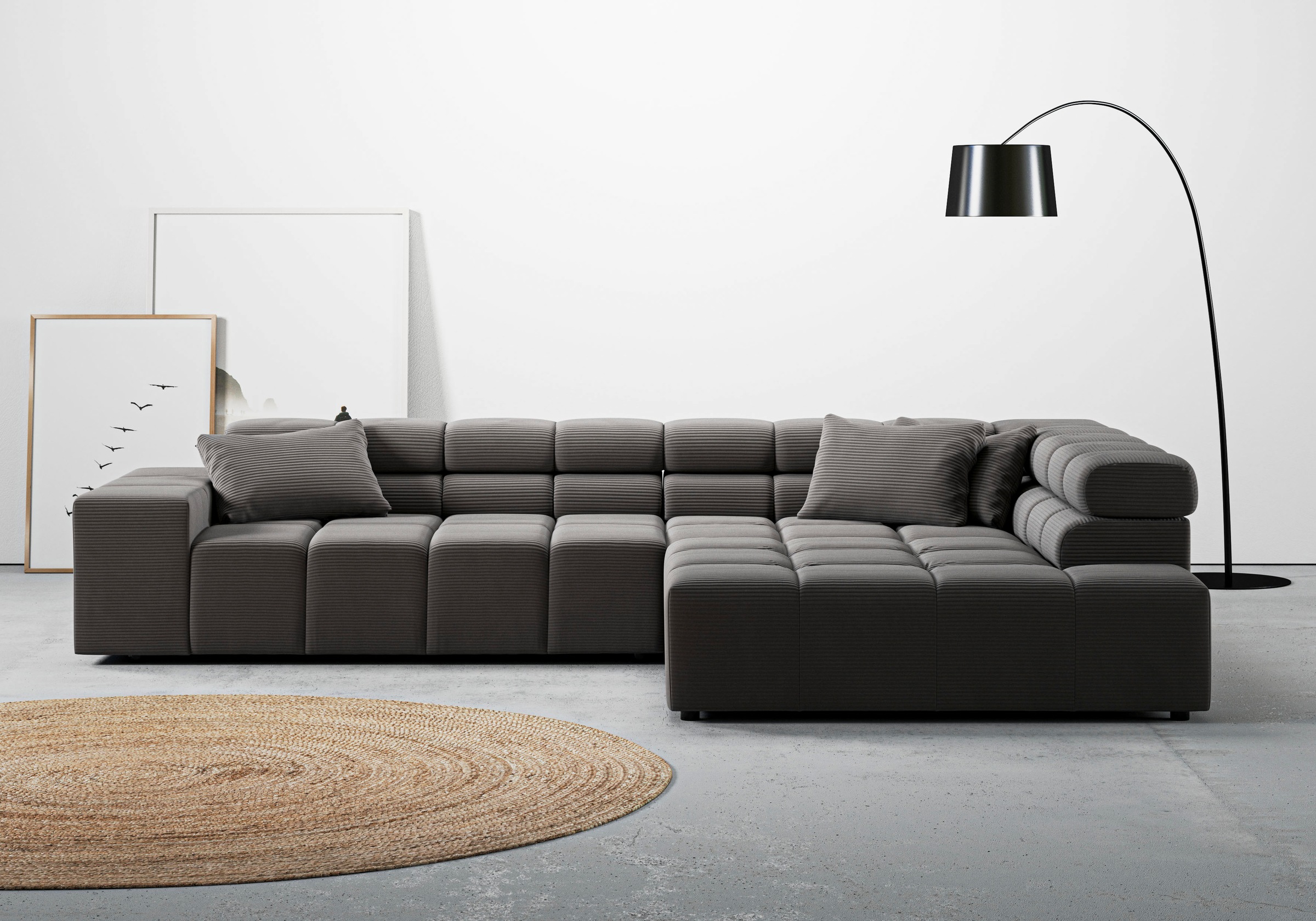 INOSIGN Ecksofa »Ancona incl. Kopfteilverstellung, Breite 319cm, L-Form«, wahlweise motorische Sitztiefenverstellung, auch in Cord + Easy Care