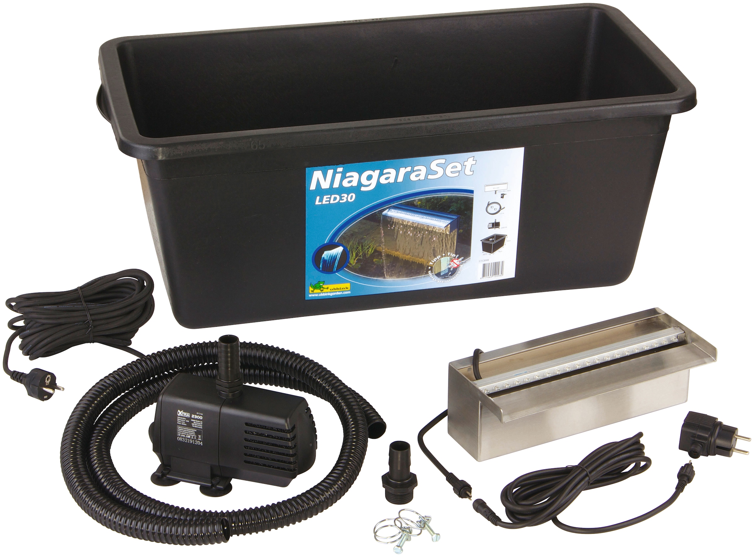 Ubbink Wasserfall »Niagara 30 LED«, (Set, mit 20 LEDs; Pumpe 2300 l/h, Schlauch; Becken 65 l)