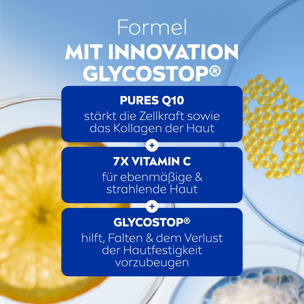 Nivea Nachtcreme »Q10 Anti-Falten Energy Nachtpflege« wirkt gezielt gegen Stress-Anzeichen (Linien, fahler Teint)