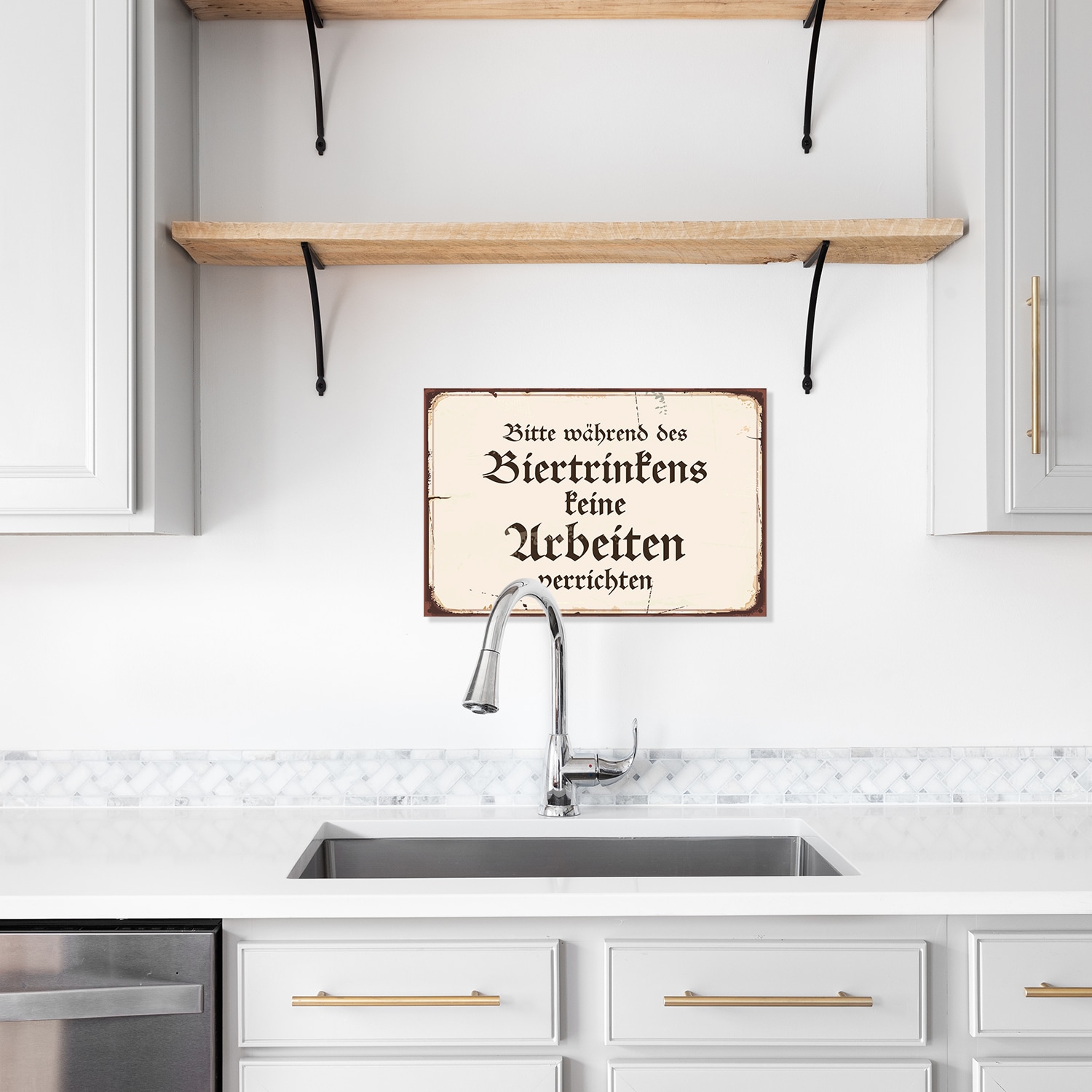 queence Metallbild »Bier Spruch Stahlschild Blechschild«, Schriftzüge-Schriftzug-Sprüche-Sprüche & Texte-Vintage-Getränke, (1 St.), Stahlschild, Blechschild, Sprüche, Texte, witzig, Bier, Grill