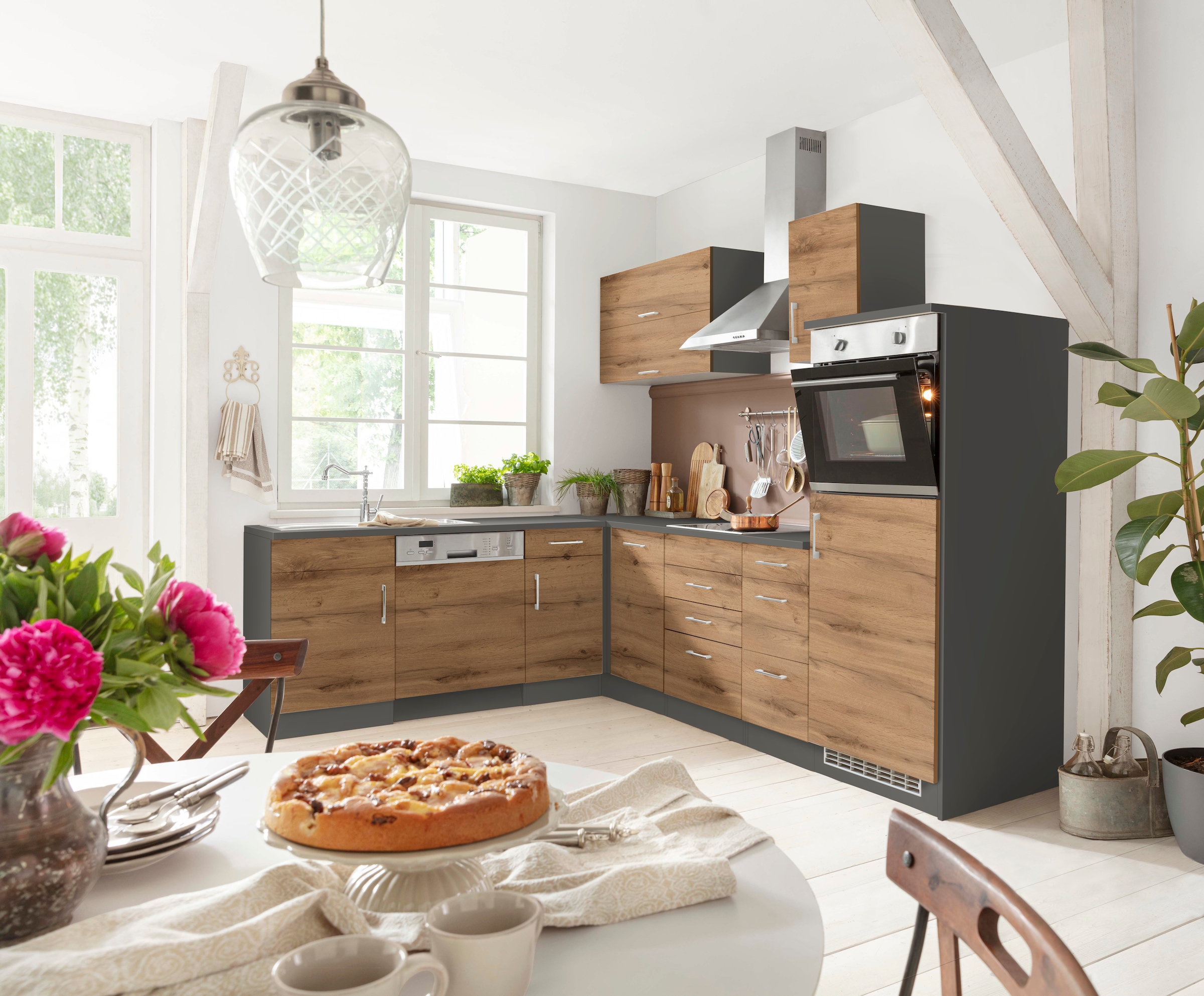 KOCHSTATION Winkelküche »KS-Colmar«, mit E-Geräten, Stellbreite 210/270 cm