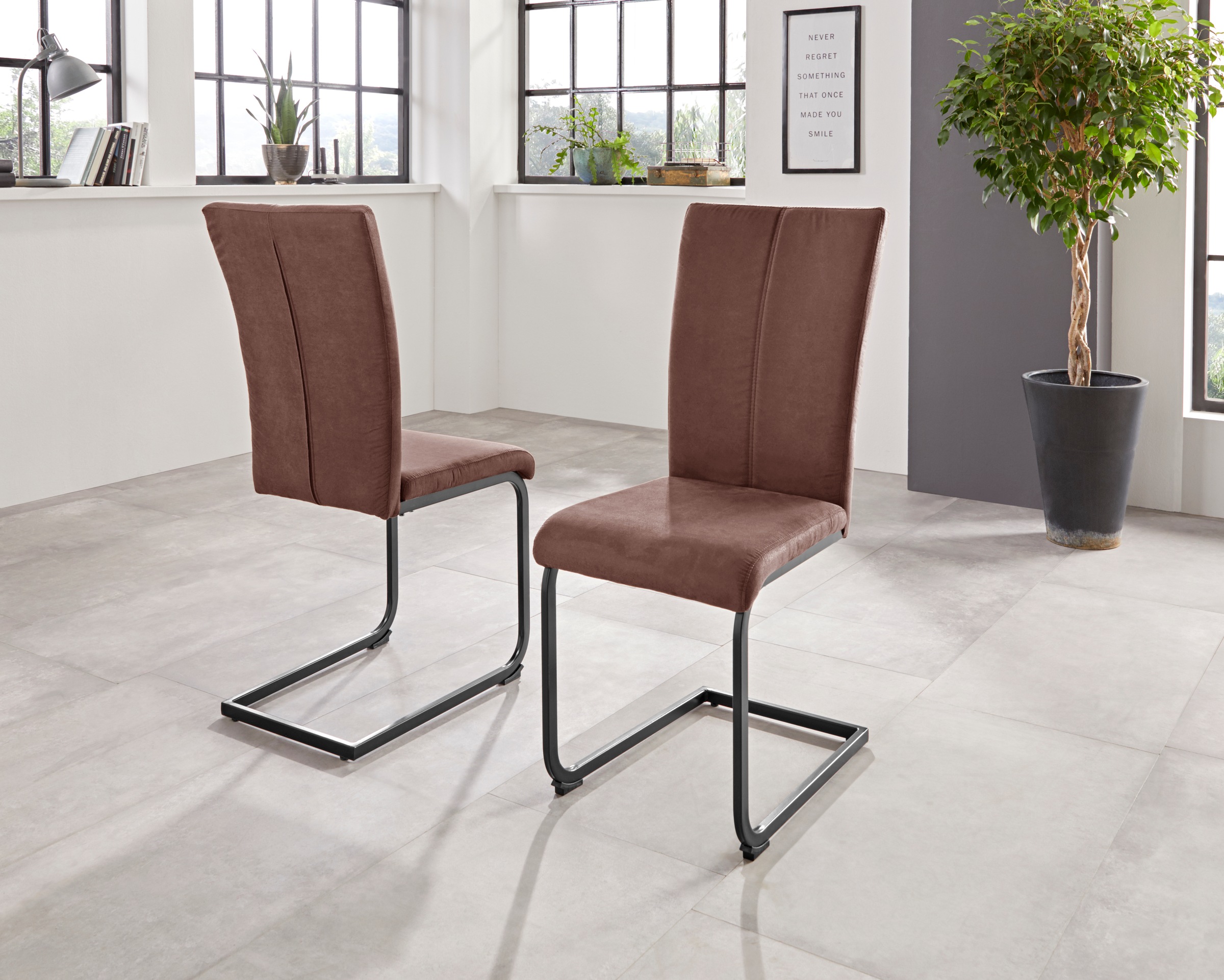 Home affaire Freischwinger »Oliver«, (Set), 2 St., Microfaser, Stuhl belast günstig online kaufen