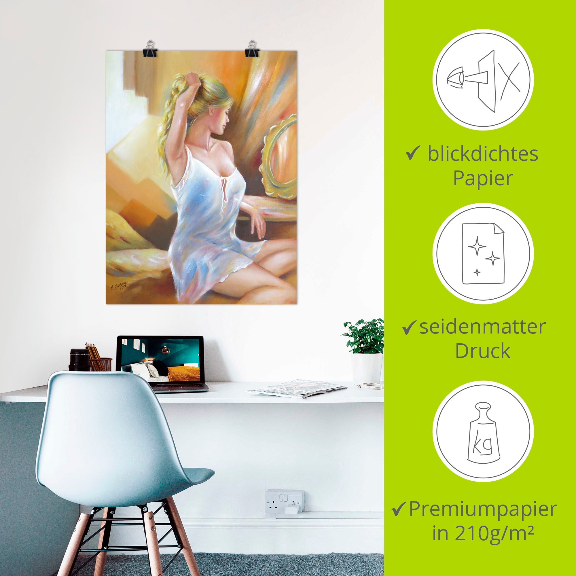 Artland Wandbild »Sexy Frau am Spiegel«, Erotische Bilder, (1 St.), als Leinwandbild, Poster in verschied. Größen