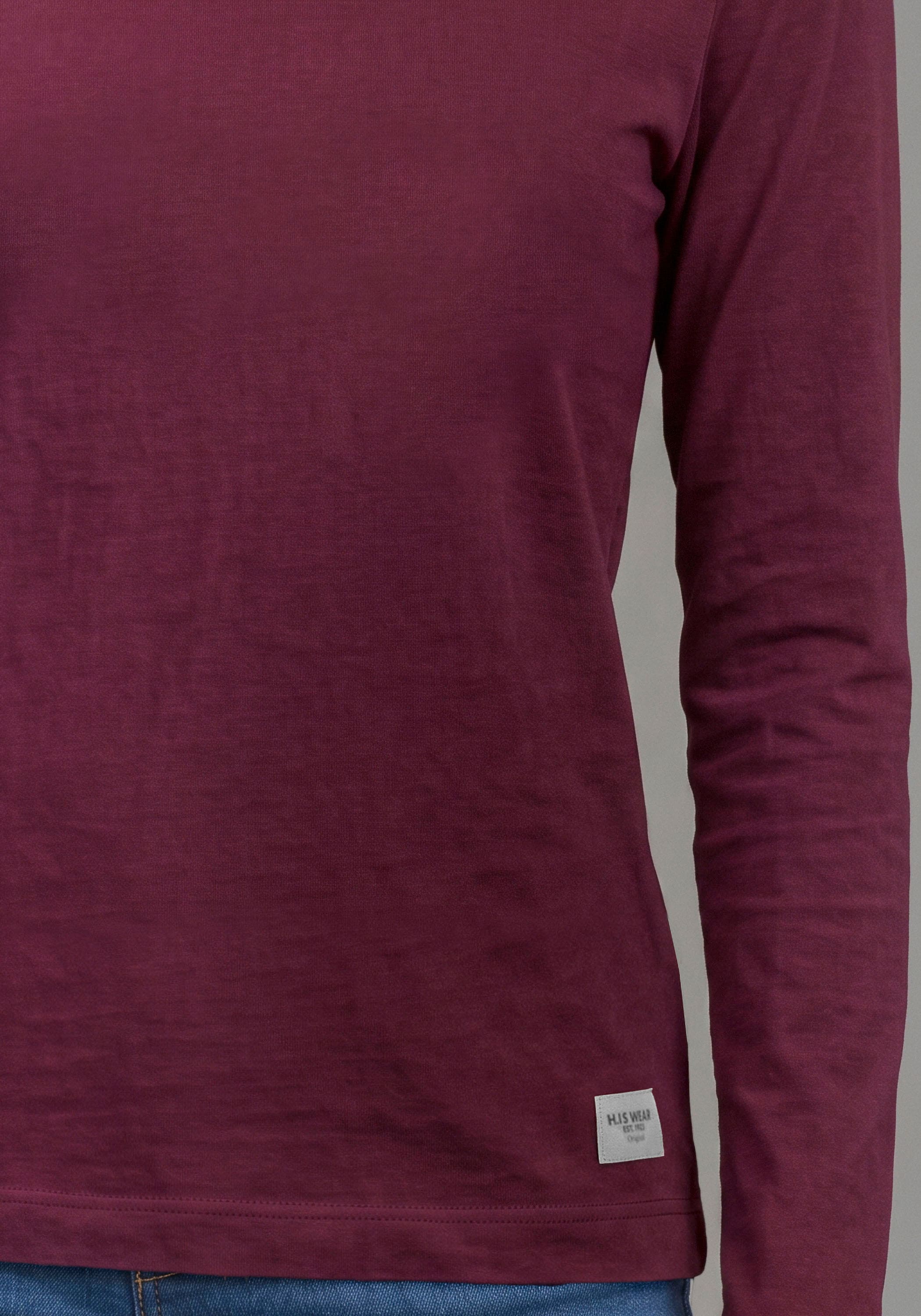 H.I.S Langarmshirt »3er Pack H.I.S Shirts in modischen Farben, Must-Have Basic« Packung, 3,  3 Basic Langarmshirts in Paket, hüftlang, Basic-Passform