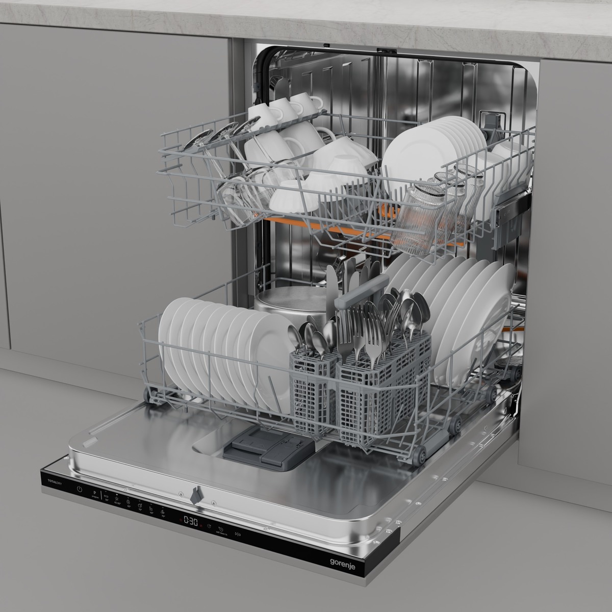 GORENJE vollintegrierbarer Geschirrspüler »GV642A65« 8,9 l 14 tlg. Maßgedecke Made in Europe, auto. Türöffnung, Hygiene Programm