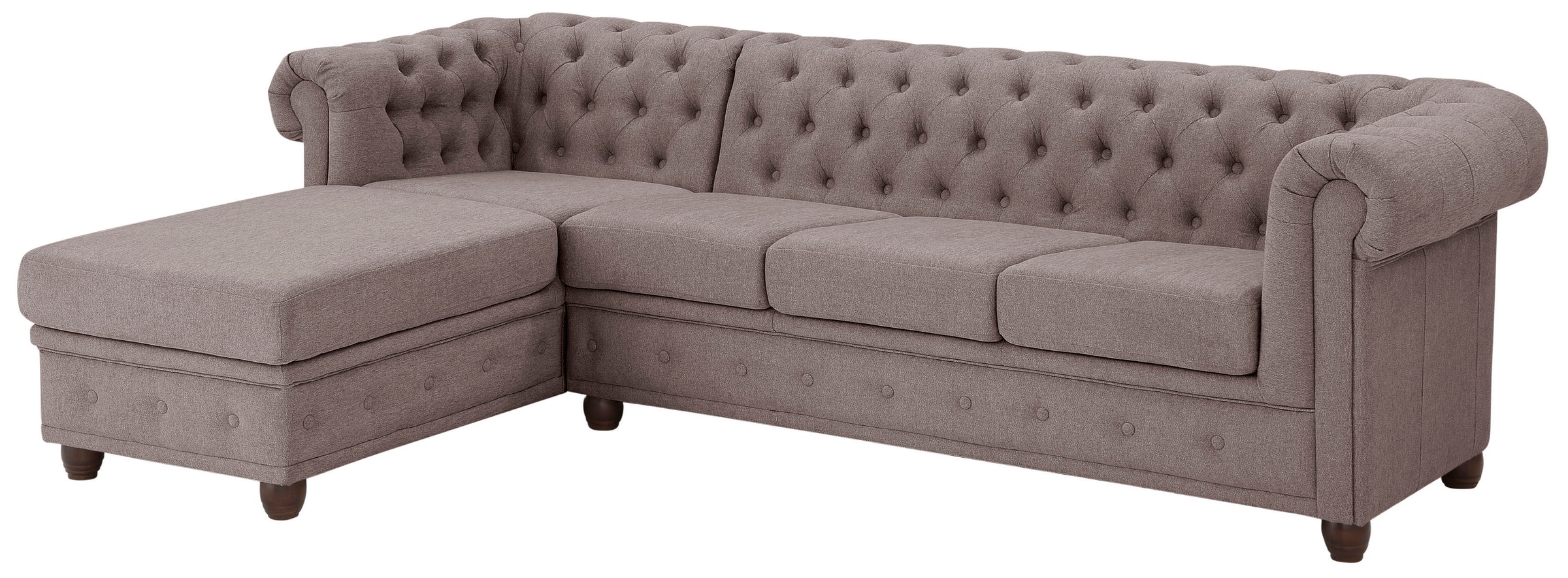 Home affaire Chesterfield-Sofa »New Castle L-Form«, hochwertige Knopfheftung in Chesterfield-Design, B/T/H: 255(171/72)