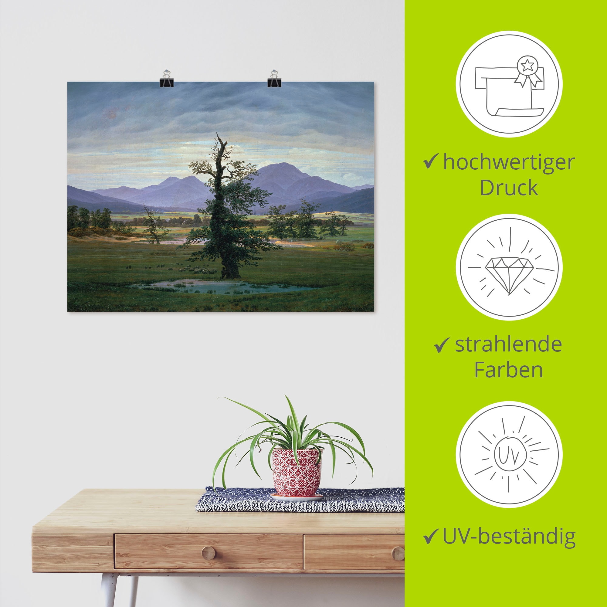 Artland Kunstdruck »Der einsame Baum«, Wiesen & Bäume, (1 St.), als Alubild, Leinwandbild, Wandaufkleber oder Poster in versch. Größen
