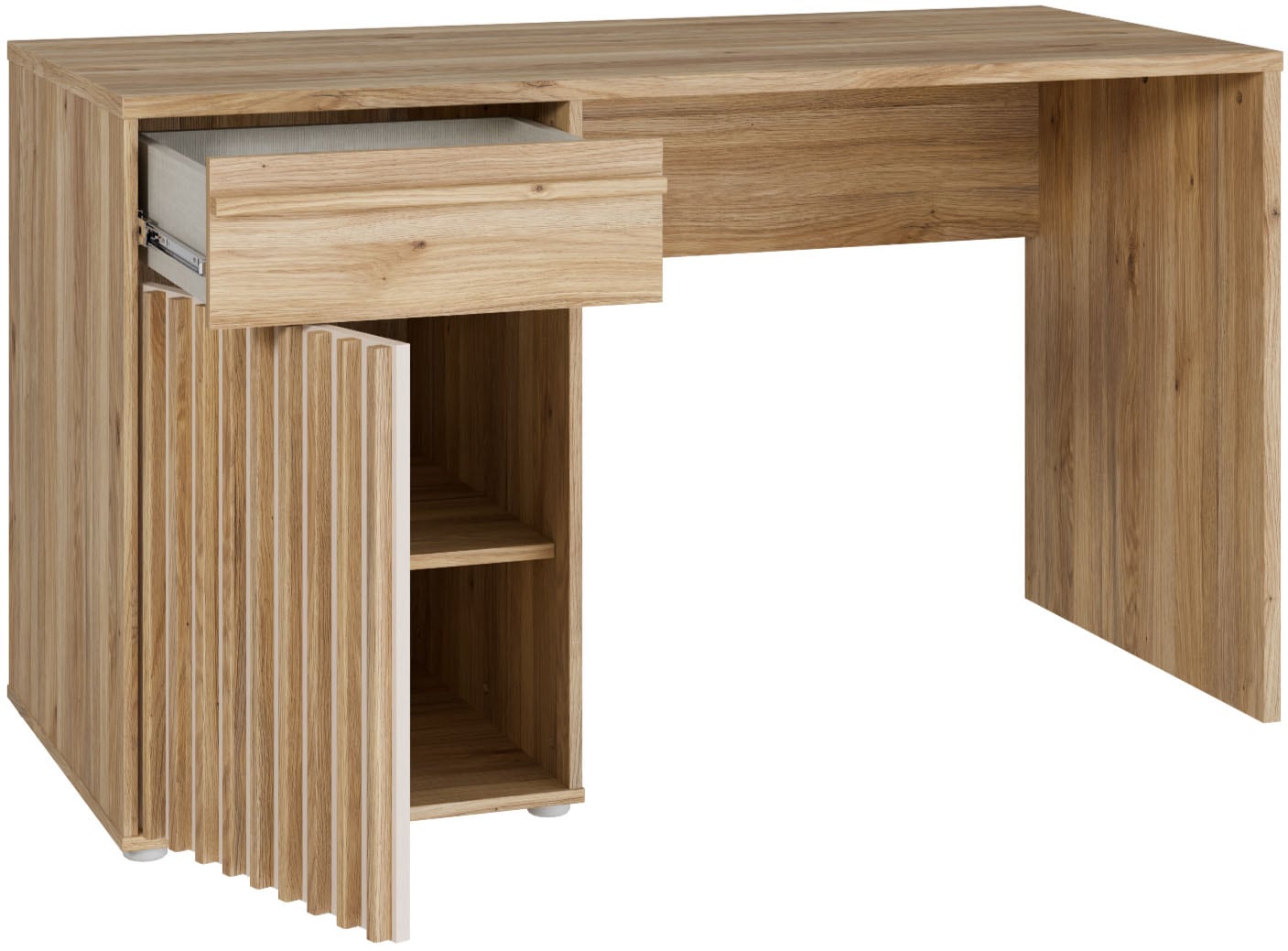 FORTE Schreibtisch »Soft Close und Vollauszug, viel Stauraum, in 2 Farben erhältlich« B/H/T 130/76/60 cm/Schubkasten mit Vollauszug