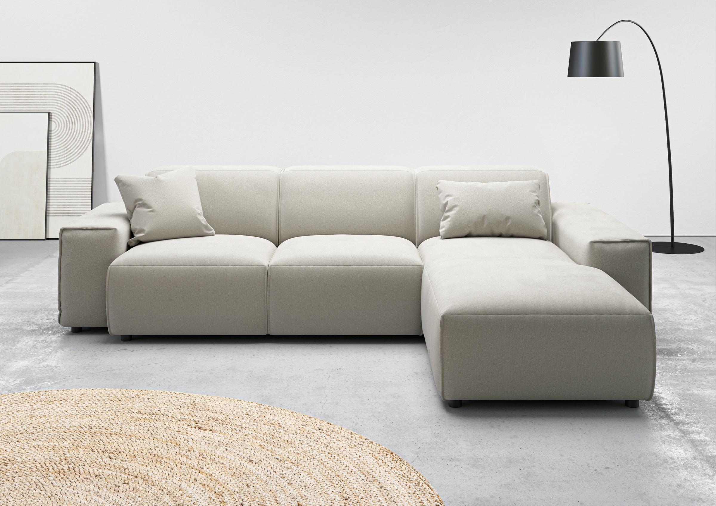 andas Ecksofa »Glimminge L-Form auch in Breitcord, Feincord + Easy care-Bezug,«, Breite 264, Zierkissen