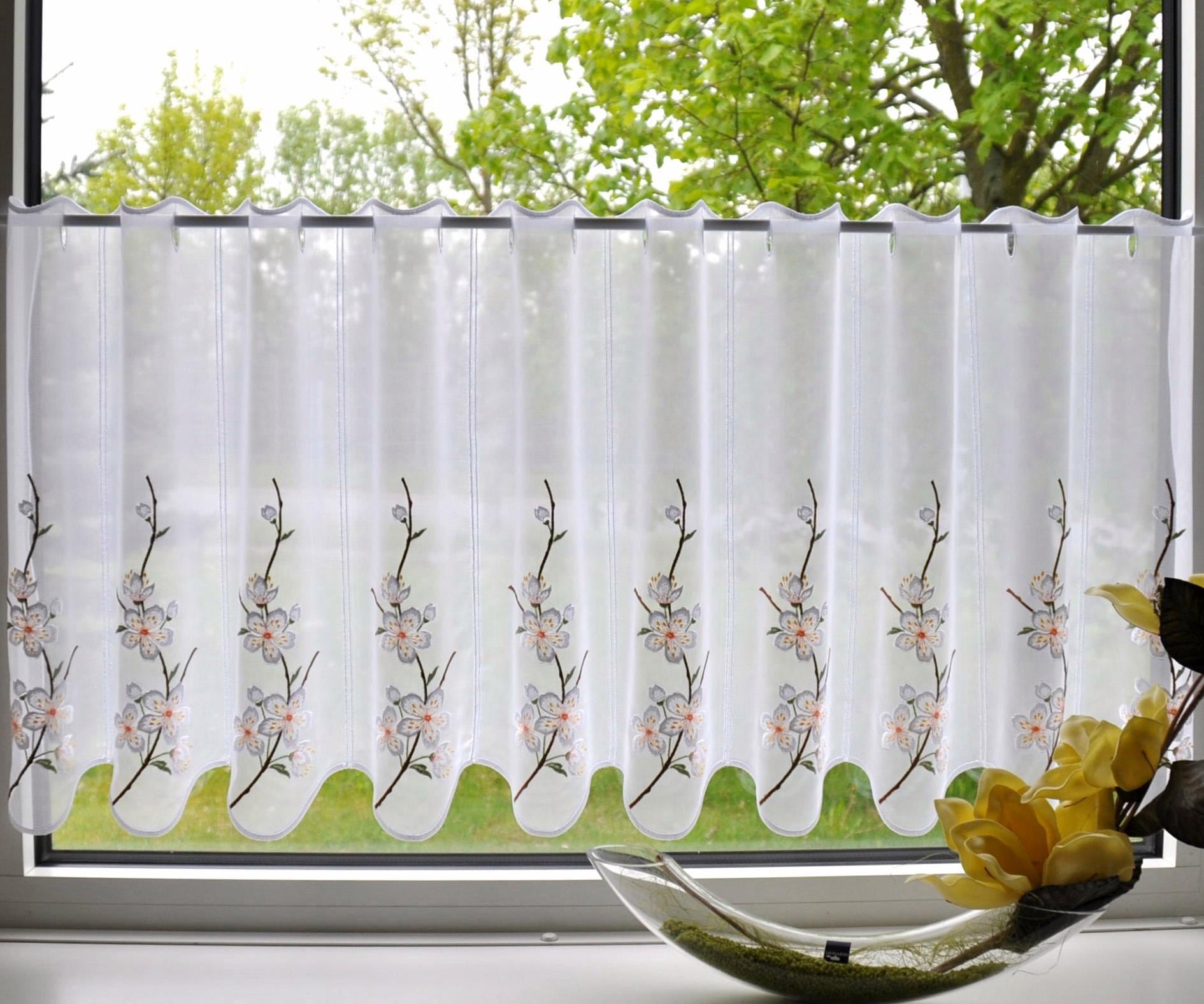 Stickereien Plauen Scheibengardine »Kirschblüte«, (1 St.) bequem und  schnell bestellen
