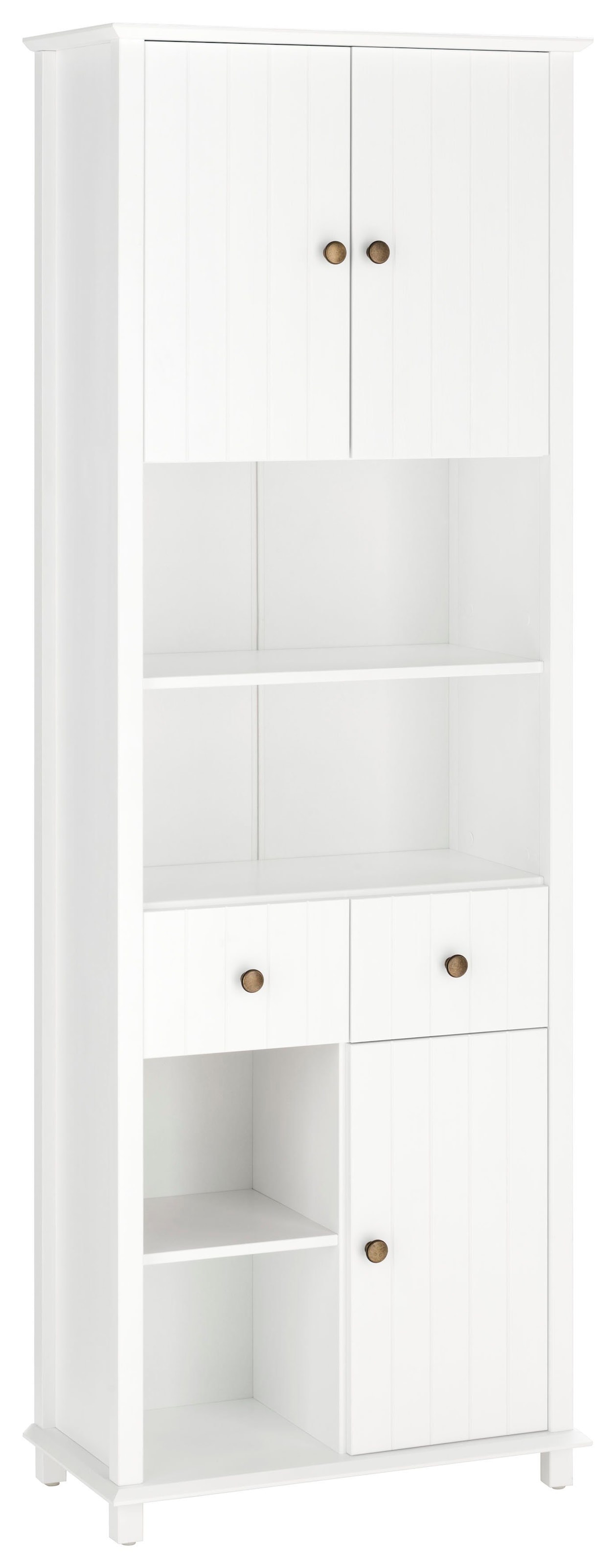 Home affaire Hochschrank »Vili«, Badezimmerschrank, Höhe 175 cm, 2 Schubladen, 3 Türen, aus Massivholz