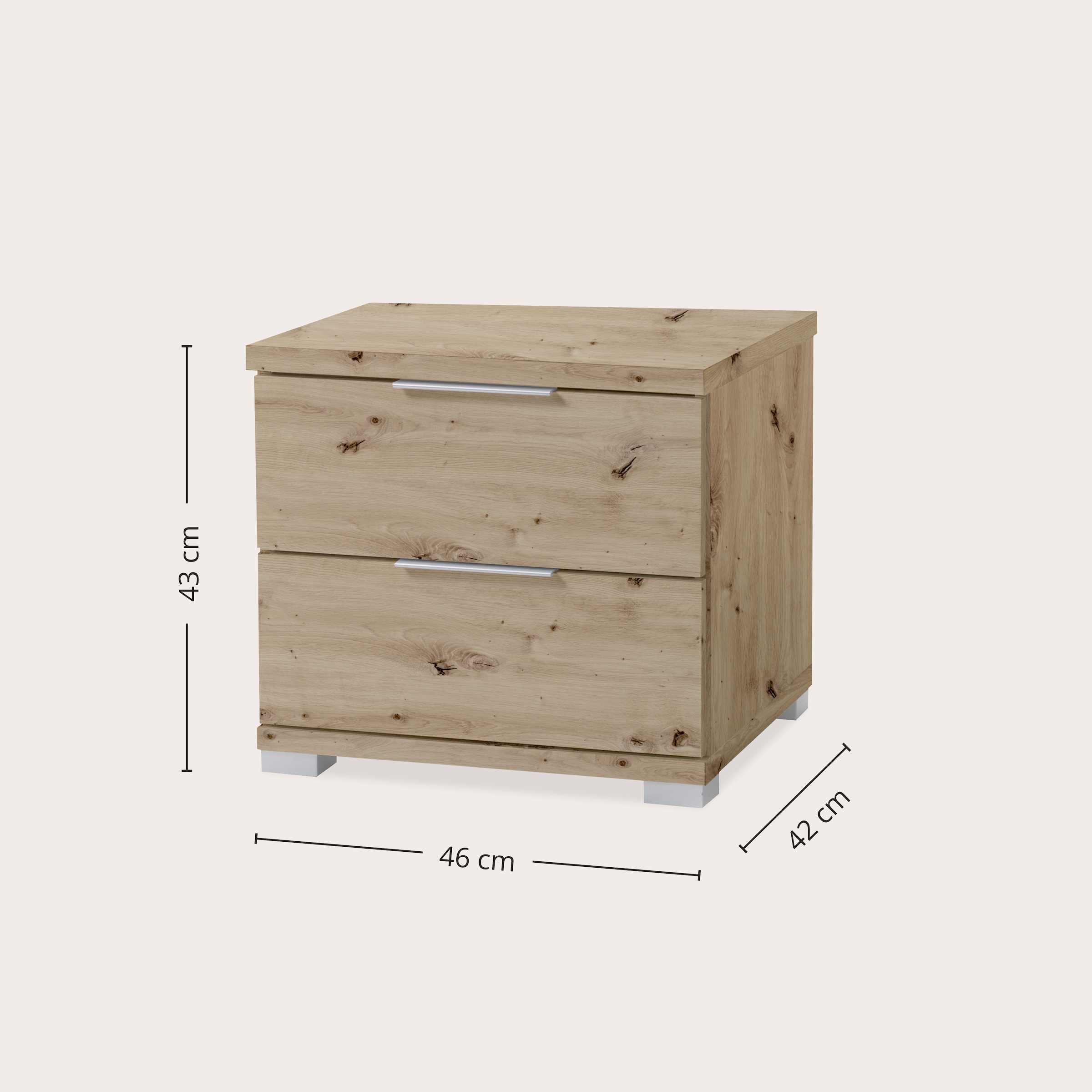 Schlafkontor »Smilla Nachttisch, Nachtkonsole mit Schubkästen« Korpus melaminbeschichtet, silberfarbige oder schwarze Griffe