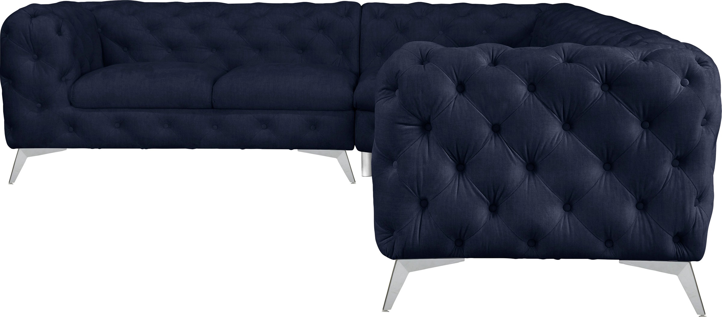 Leonique Chesterfield-Sofa »Ecksofa GLYNIS L-Form mit Wellenunterfederung, günstig online kaufen
