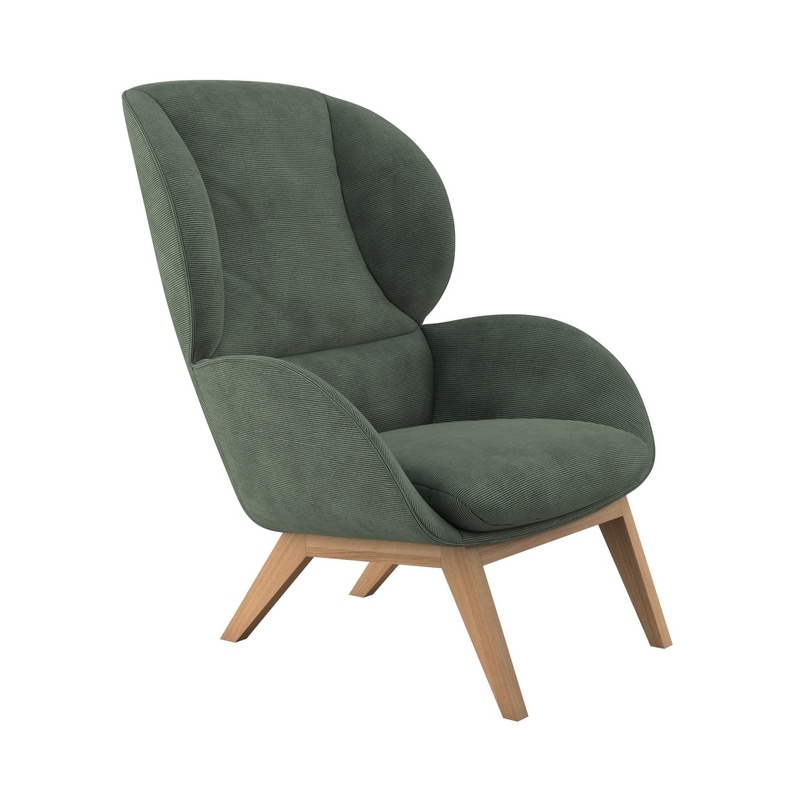 FLEXLUX Ohrensessel »Adria« Stil & Komfort, organische Form, Fuß Eiche