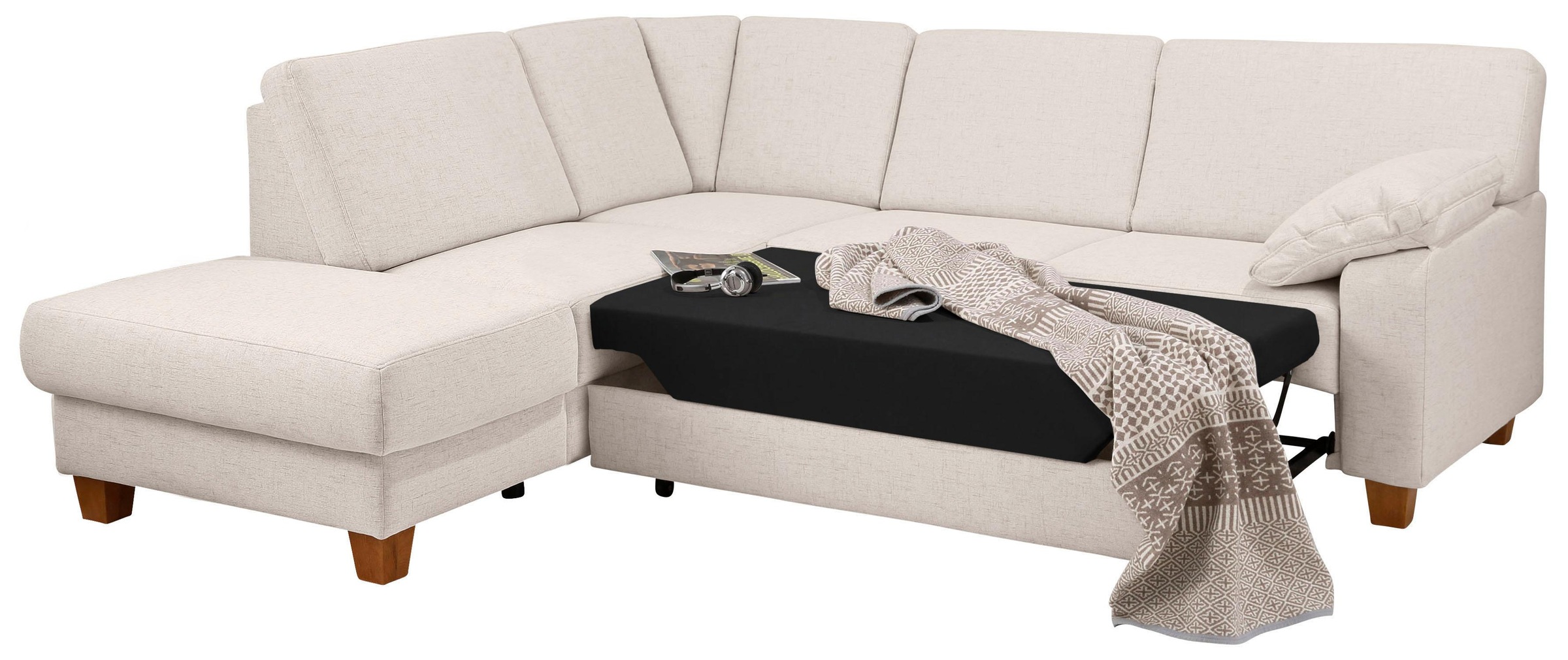 Home affaire Ecksofa »Belfort L-Form«, mit Federkern, wahlweise mit Bettfunktion und Stauraum