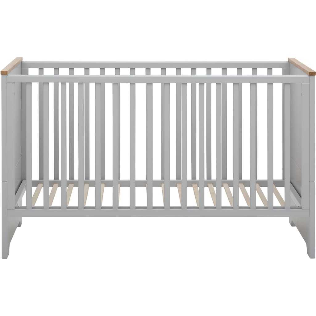 Lüttenhütt Babyzimmer-Komplettset »Lauris, grau/eiche«, (Set, 3 St., Kinderbett, Schrank, Wickelkommode)