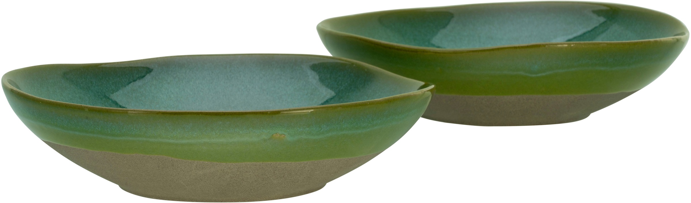CreaTable Schale »Basalt Bio, Pasta Bowl 2-tlg«, 2 tlg., aus Steinzeug, Organische Form, Jedes Teil ein Unikat