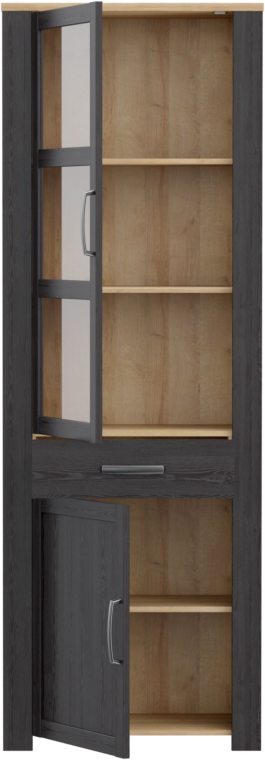 FORTE Highboard »Bohol, Vitrine, 1 Glastüre,1 SK, 1 Türe« B/H/T 71,7/205,4/42 cm Beleuchtung optional bestellbar