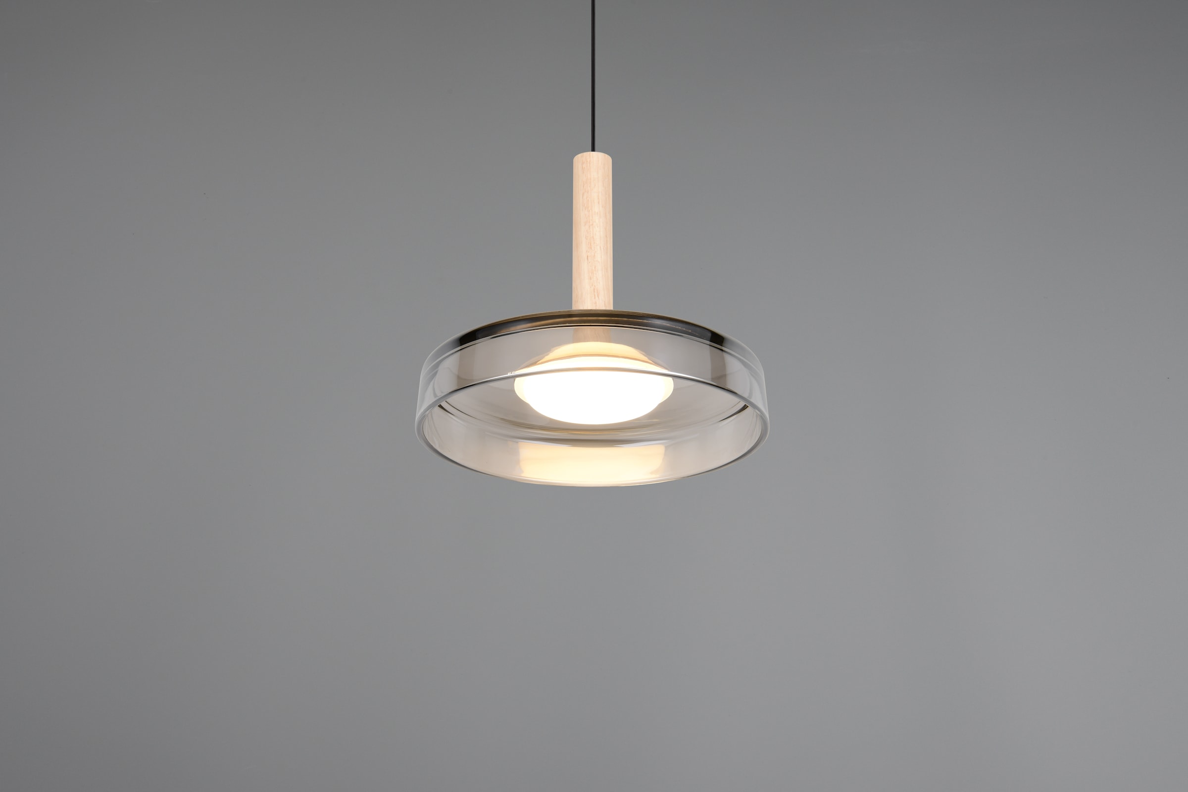 TRIO Leuchten LED Pendelleuchte »CELESTE dimmbare LED Hängelampe aus Metall Glas & Holz, 10W 1100 Lumen«, 1 flammig, Leuchtmittel LED-Board | LED fest integriert, einfach höhenverstellbar von 50-200 cm, Ø 22cm, 3-Stufen Dimmfunktion