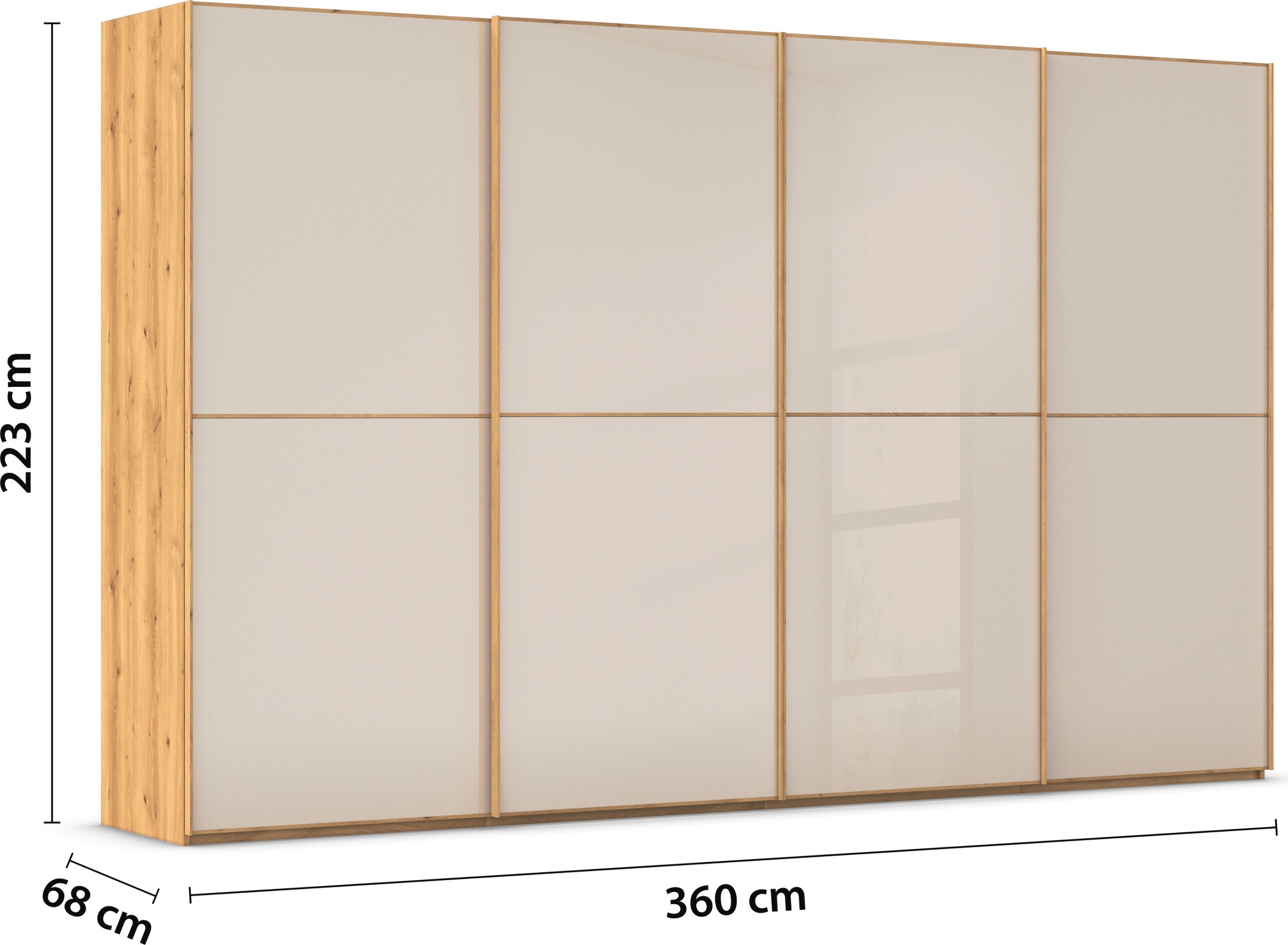 rauch Schwebetürenschrank »Kleiderschrank Schrank Garderobe Schlafzimmerschrank SCALE-DUO«, edle zweigeteilte Türen Glas-Front mit 3 Zierleisten MADE IN GERMANY