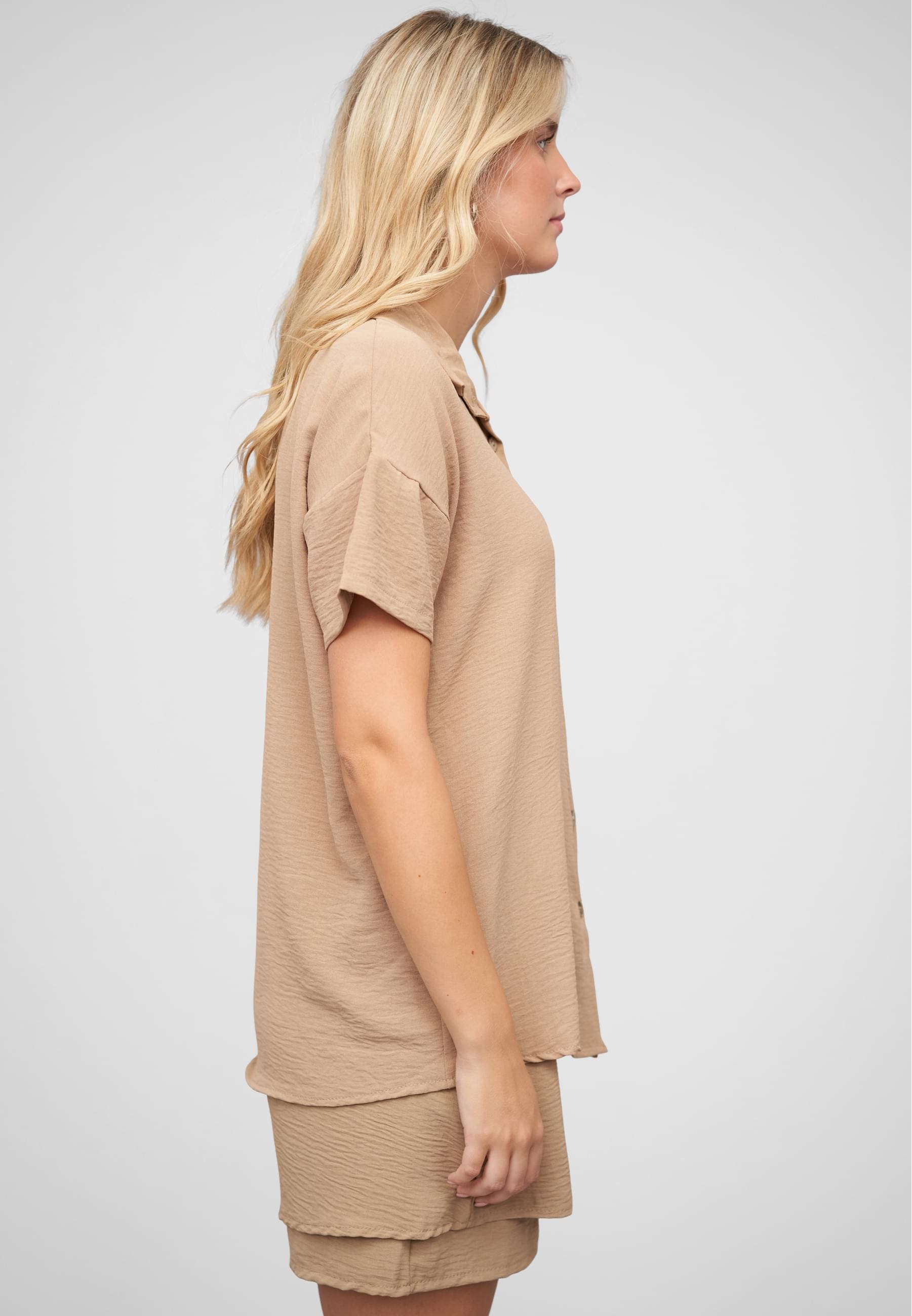 CLOUD 5IVE Langarmhemd »CLOUD 5IVE Musselin Kurzarm Hemd mit Knopfleiste und Brusttasche«