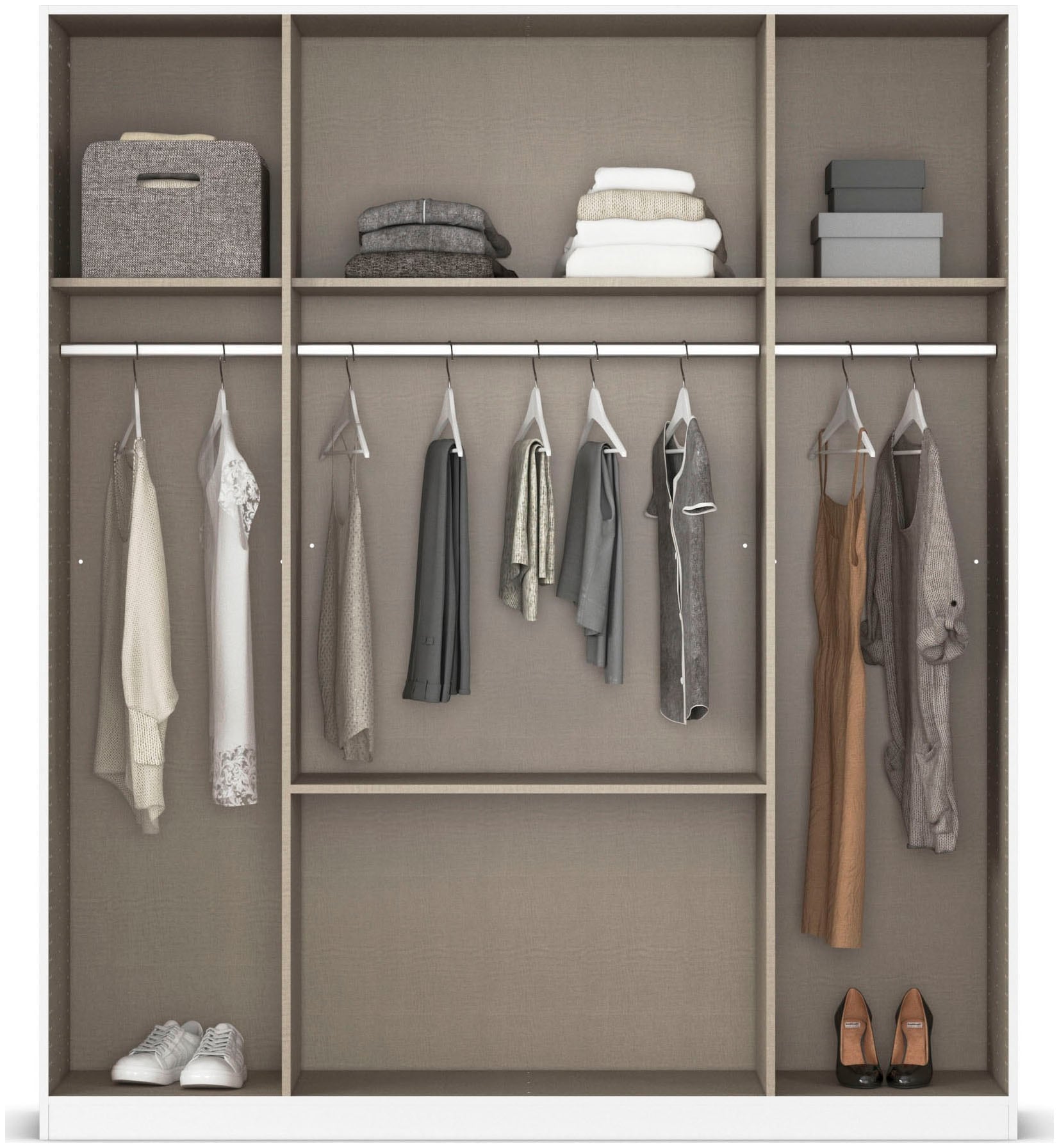 rauch Kleiderschrank »Schrank Drehtürenschrank Ankleide Garderobe Schlafzimmer MOSBACH« Breiten: 181/226/271 cm, Höhe 210 cm,  mit Spiegel und farblich abgesetzten Schubladen MADE IN GERMANY