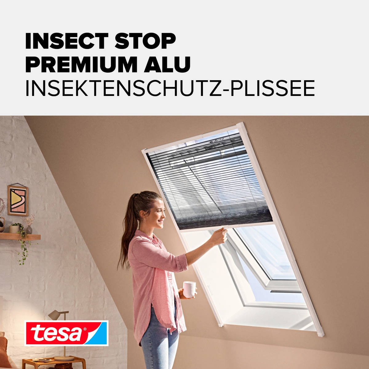 tesa Insektenschutz-Fensterrahmen »Fliegengitter-Plissee für Dachfenster Premium« 1 Stk. tlg. Mückenschutz ohne Bohren