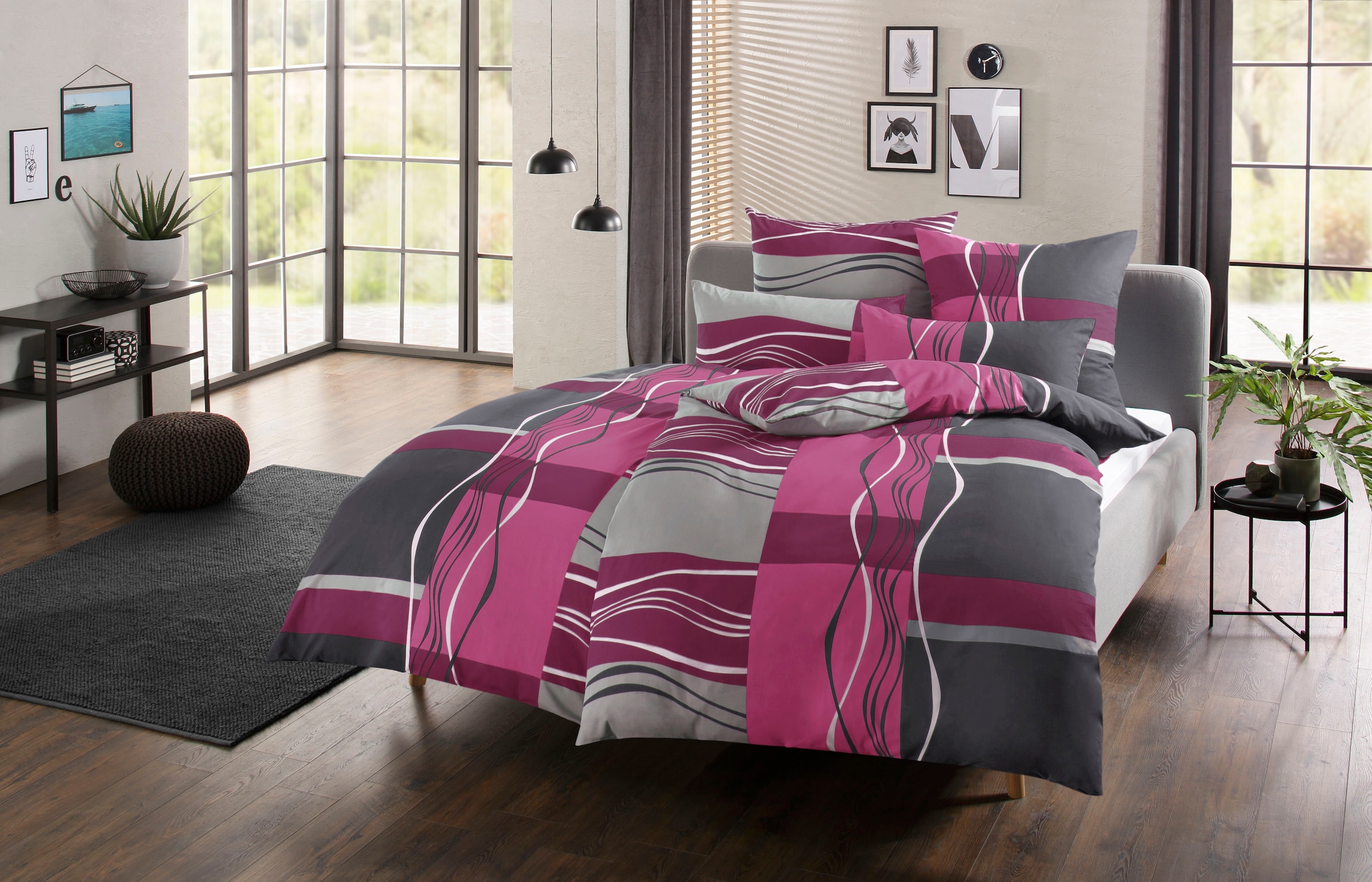 my home Bettwäsche »Kelian« 2 Stk. tlg. in verschiedenen Qualitäten, gemust günstig online kaufen