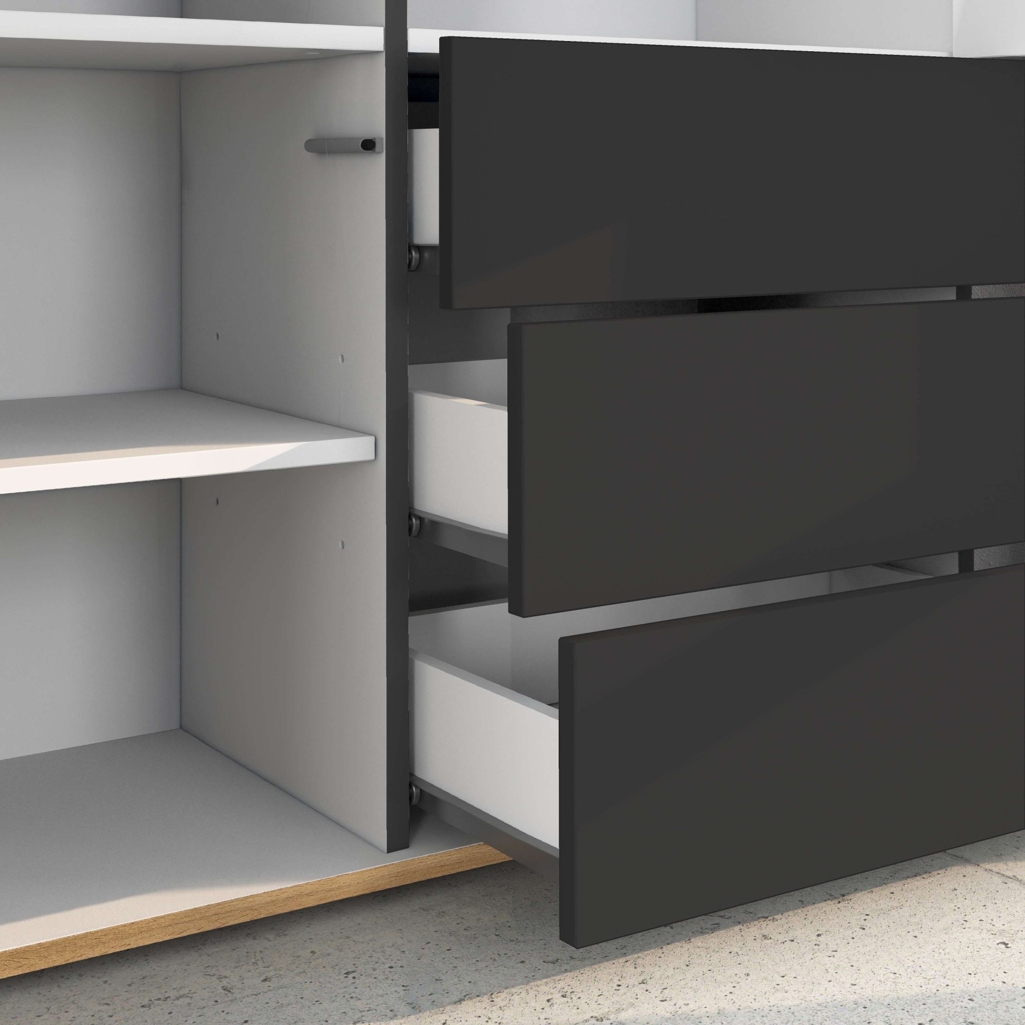 INOSIGN Highboard »GARDA Highboard, Kommode, Schrank, Grifflos mit Push to Open«, (1 St.), 3 Türen, 3 Schubladen, grifflos Breite 102 cm