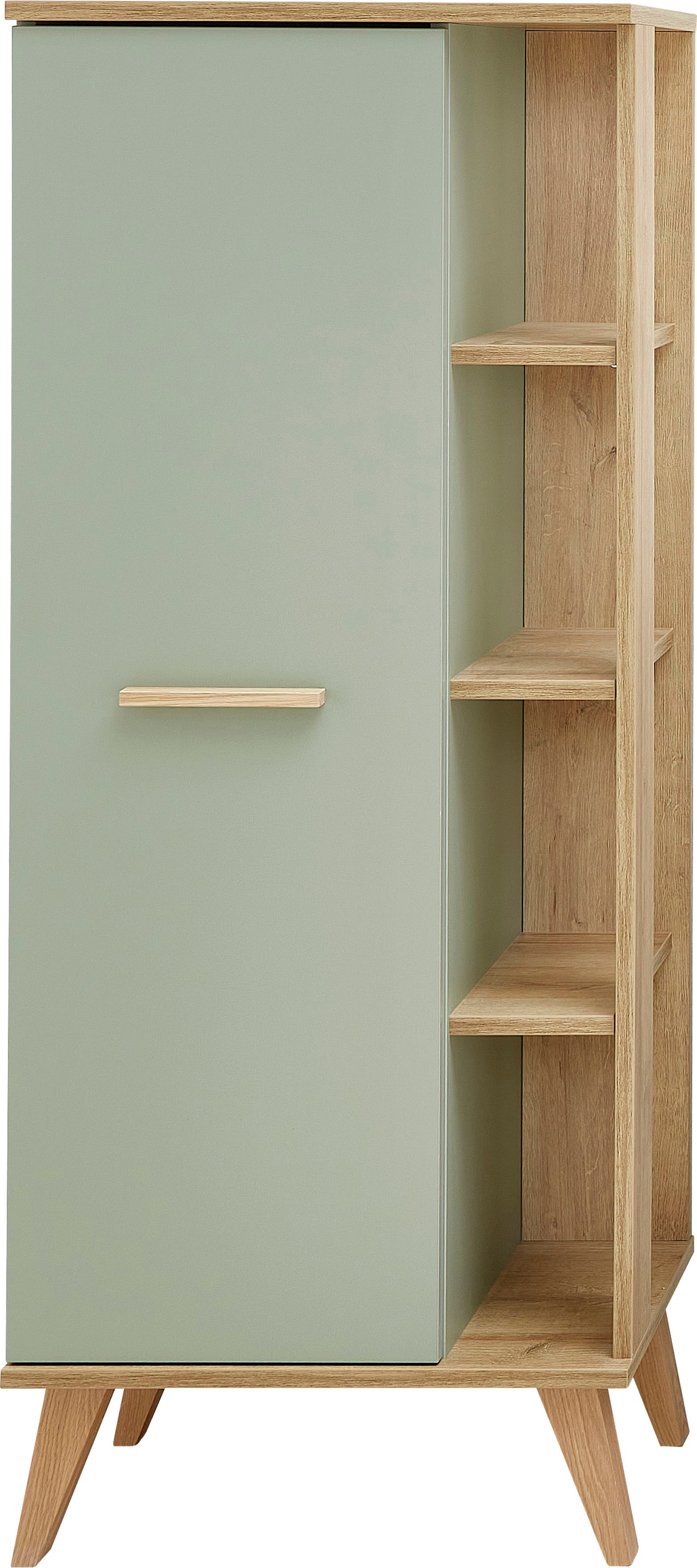 Saphir Midischrank »Quickset Badschrank 50,5 cm breit, 1 Tür, seitliche Ablagen«, Badezimmer-Midischrank inkl. Türdämpfer, Griffe in Holz