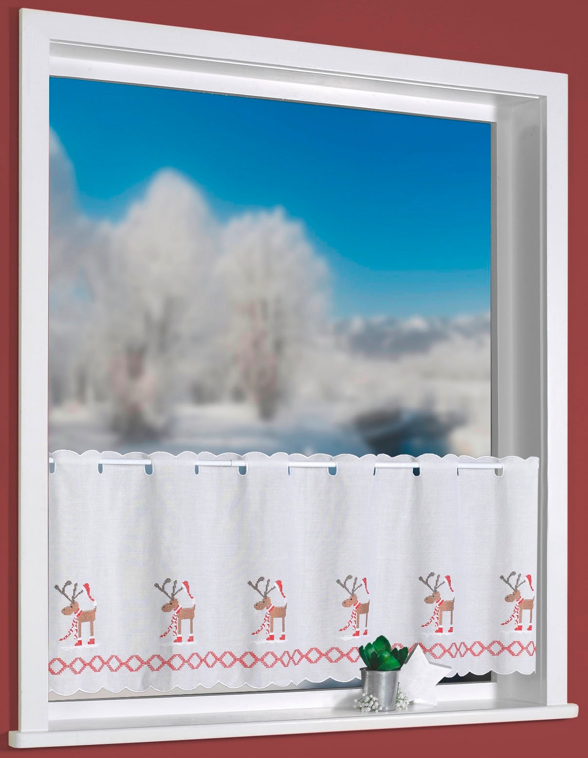 Weckbrodt Scheibengardine »Weihnachtselche«, (1 St.), Bistro, Batic, echte günstig online kaufen